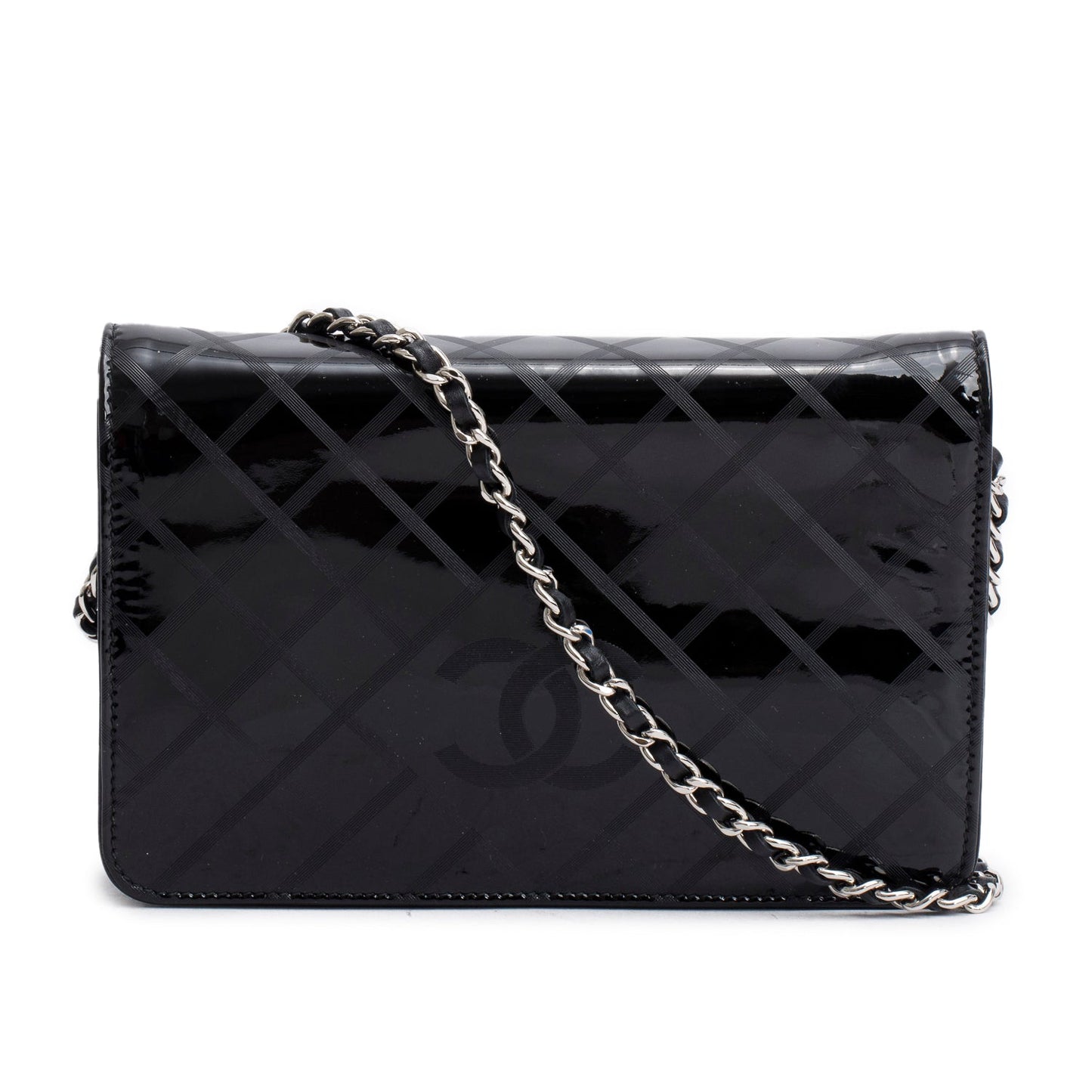 Chanel Patent CC on Leather Black Wallet Case