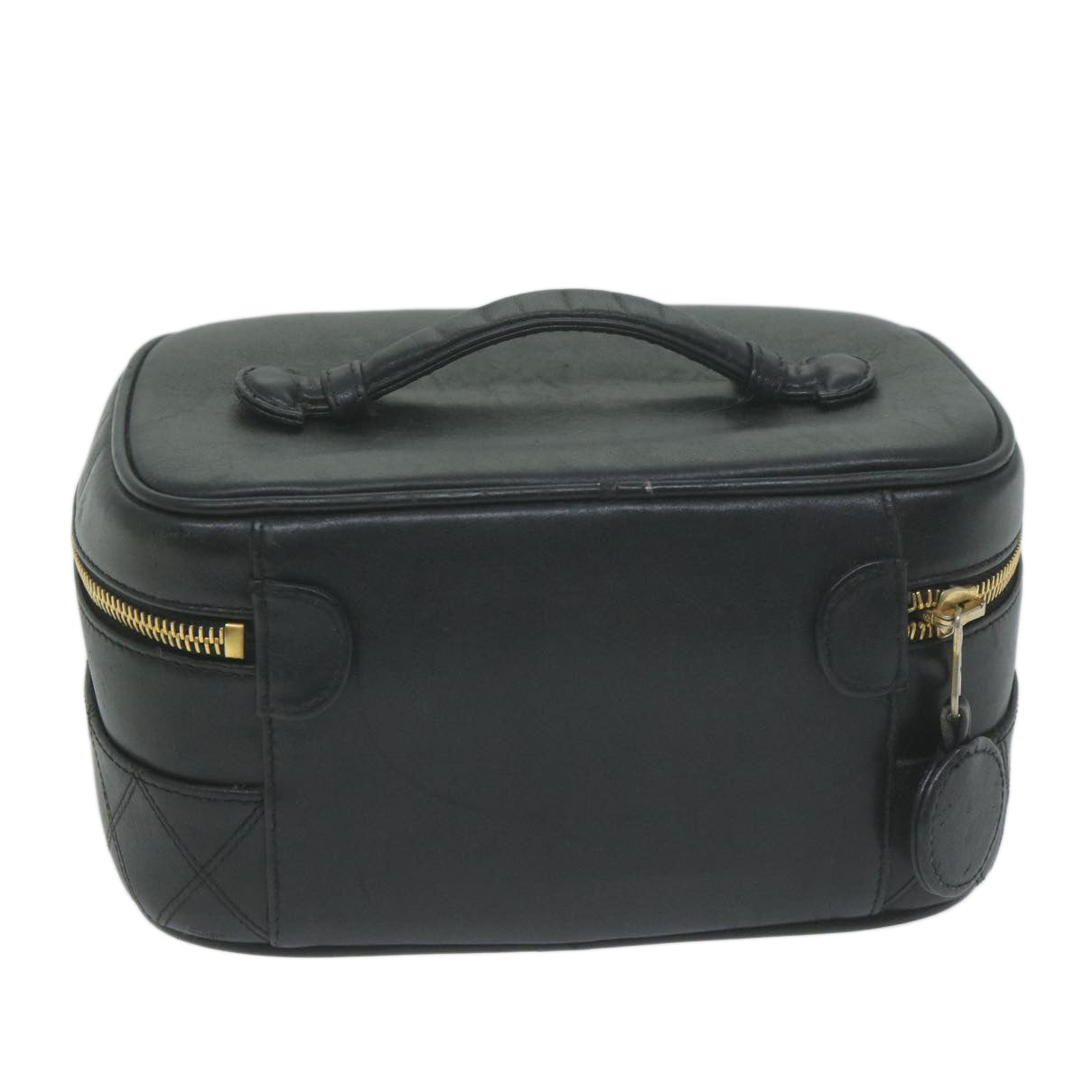 Chanel Bicolole Vanity Cosmetic Pouch Leather Black CC Auth