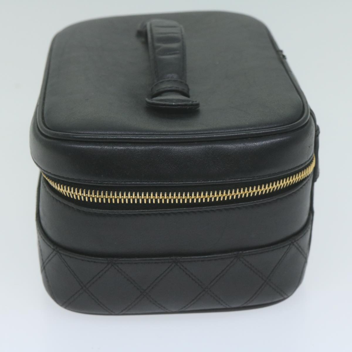 Chanel Bicolole Vanity Cosmetic Pouch Leather Black CC Auth