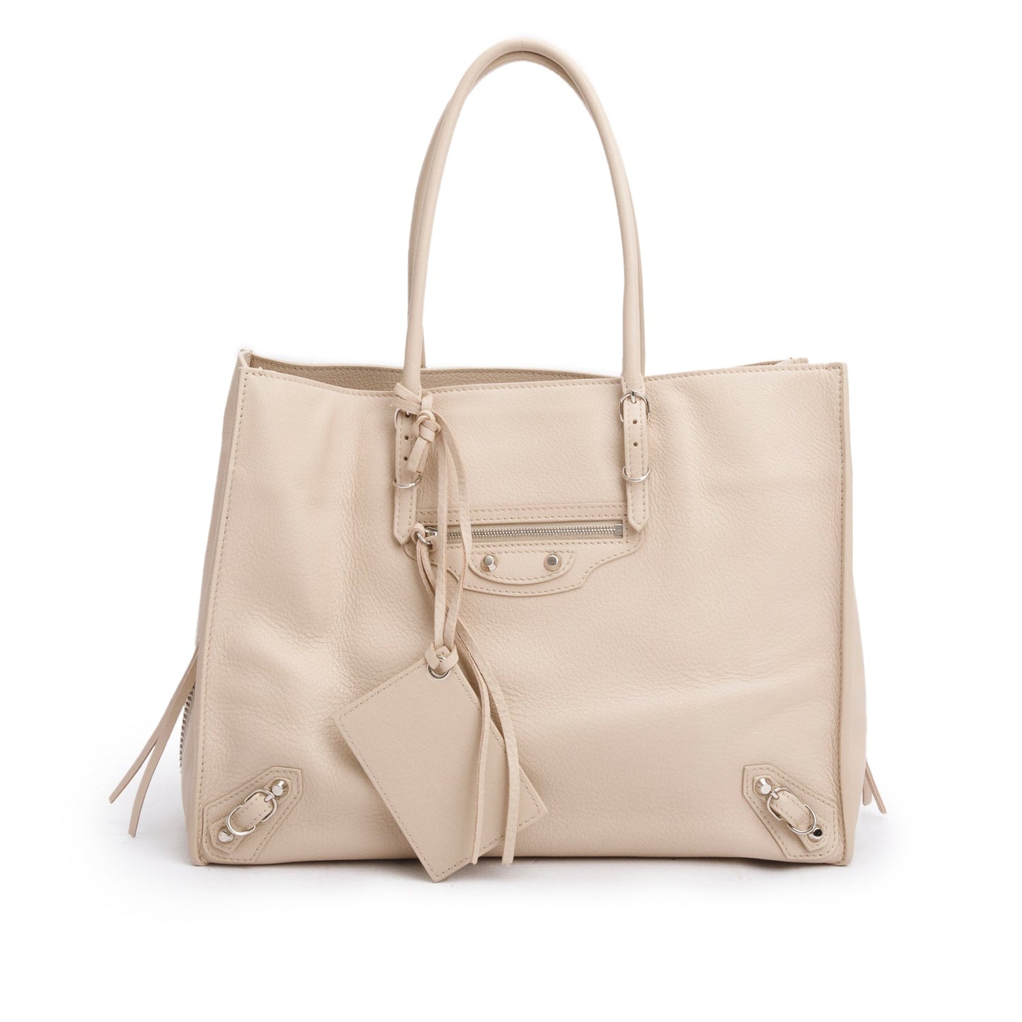 Balenciaga Smooth Calf Zip Around Tote Beige Tote Bag