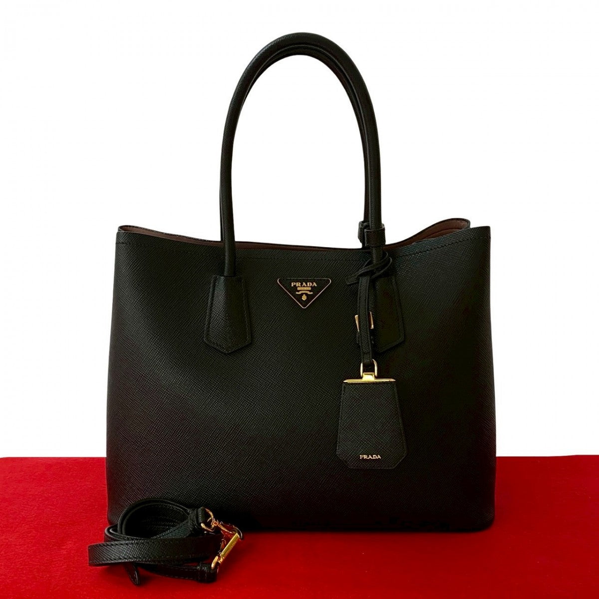 Shoulder Bag Saffiano Cuir Double Leather Black