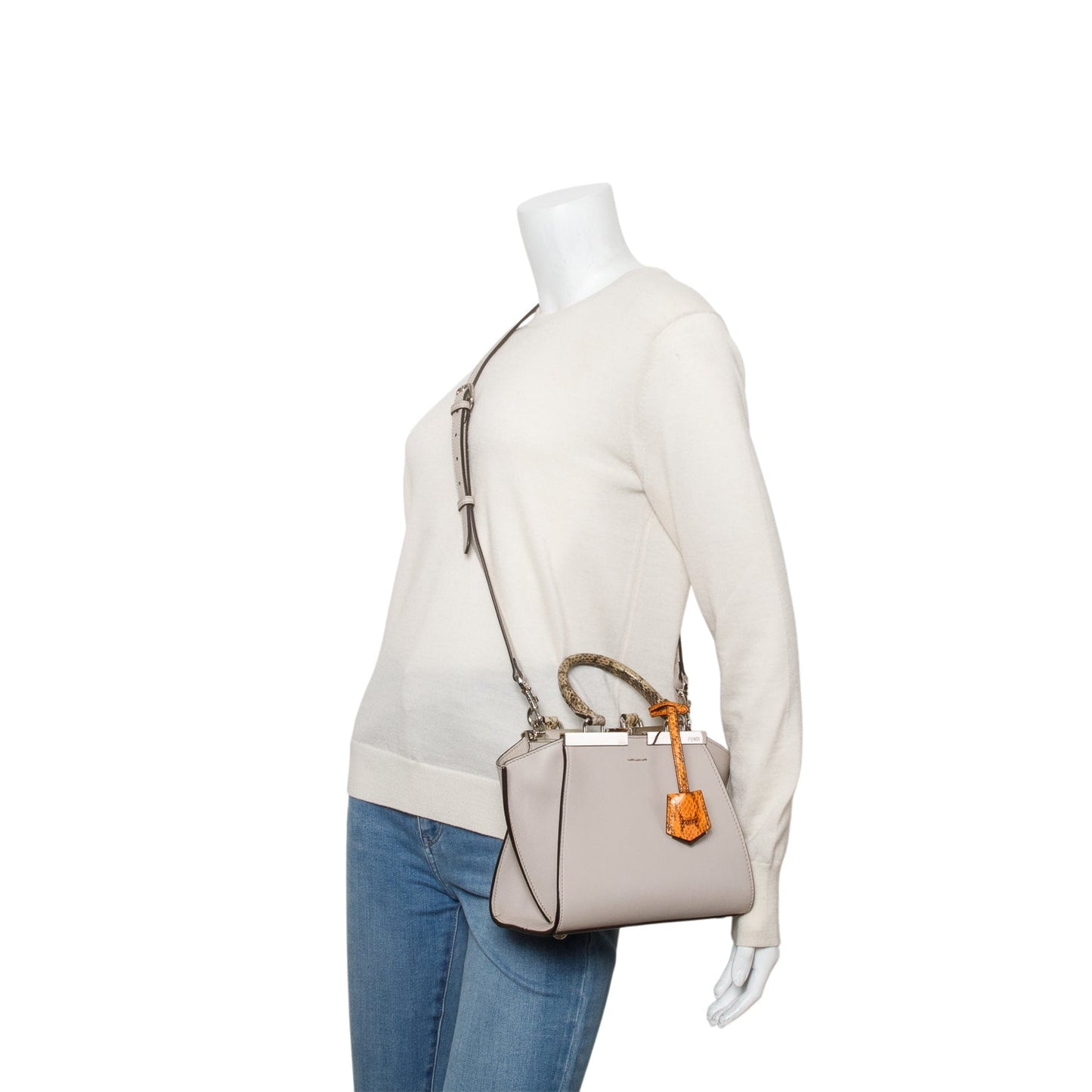 Fendi Grey Vitello Dolce Bi Color Jours Tote Mini Tote Bag