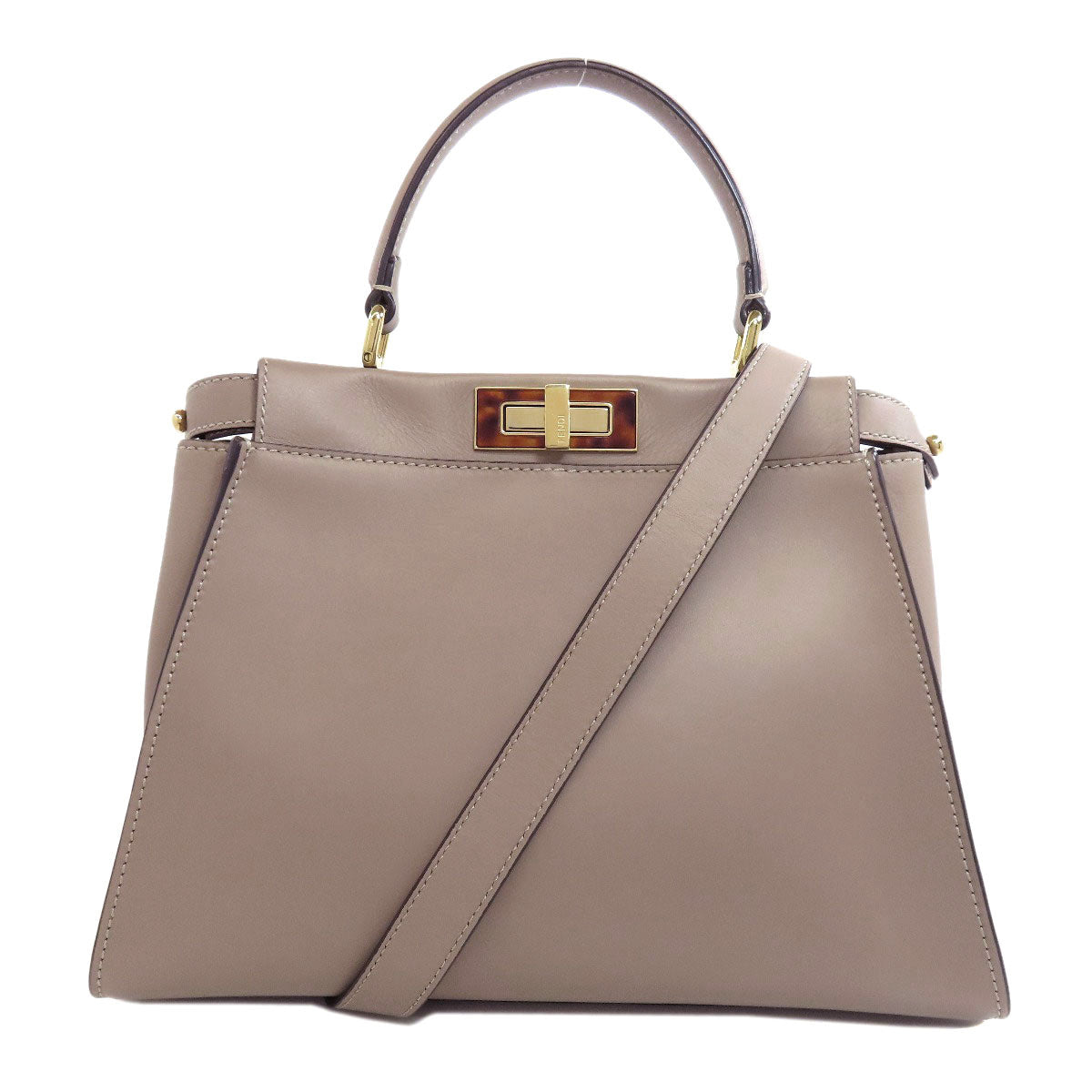 Fendi Handbag Calfskin Peekaboo 2Way Gray Travel Bag