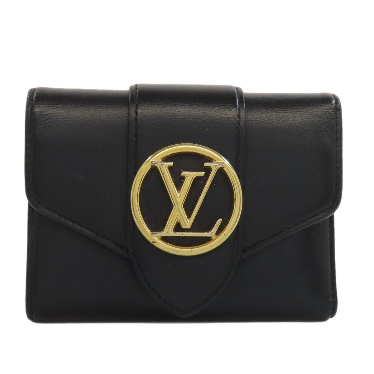 Louis Vuitton Bifold M69176 Portefeuille Pont Neuf Leather Black Wallet Case