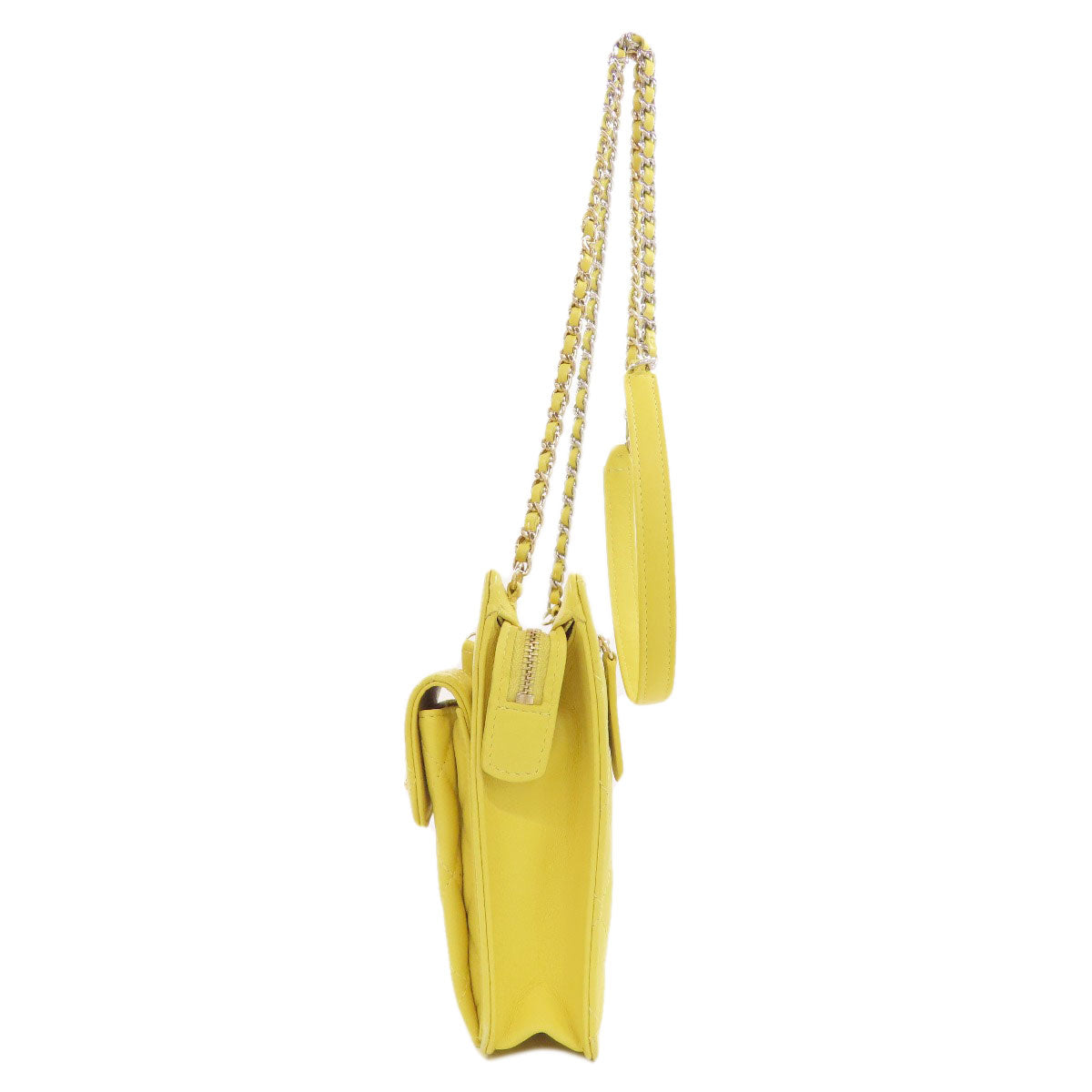 Chanel lambskin yellow ChainShoulder Gold Silver Shoulder Bag