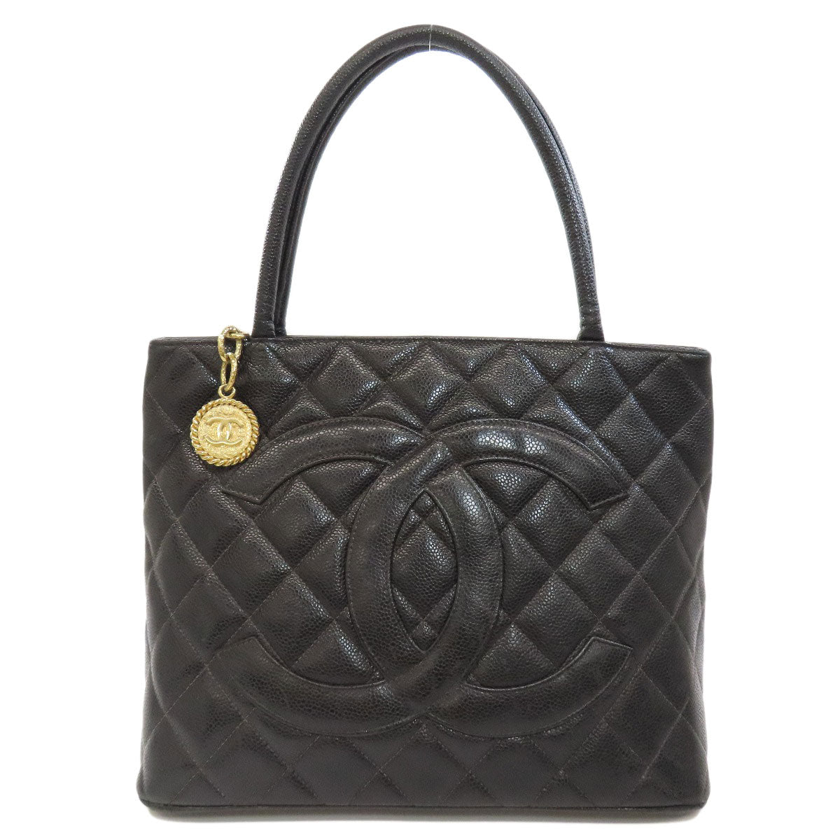 Chanel Grained Calfskin Skin Black Gold Tote Bag 2