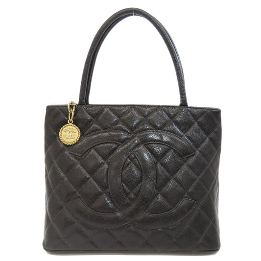 Chanel Grained Calfskin Skin Black Gold Tote Bag 2