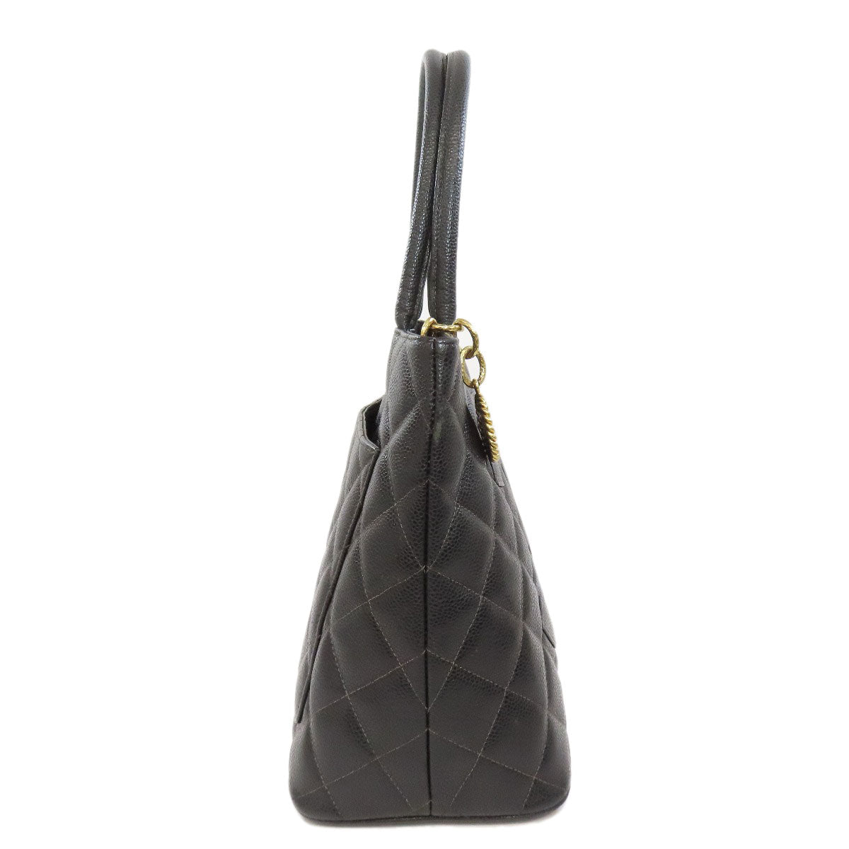 Chanel Grained Calfskin Skin Black Gold Tote Bag 2