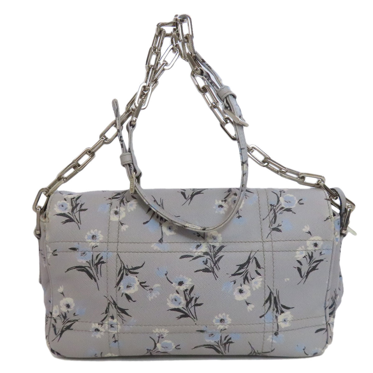 Shoulder Bag Pvc Gray Flower Motif