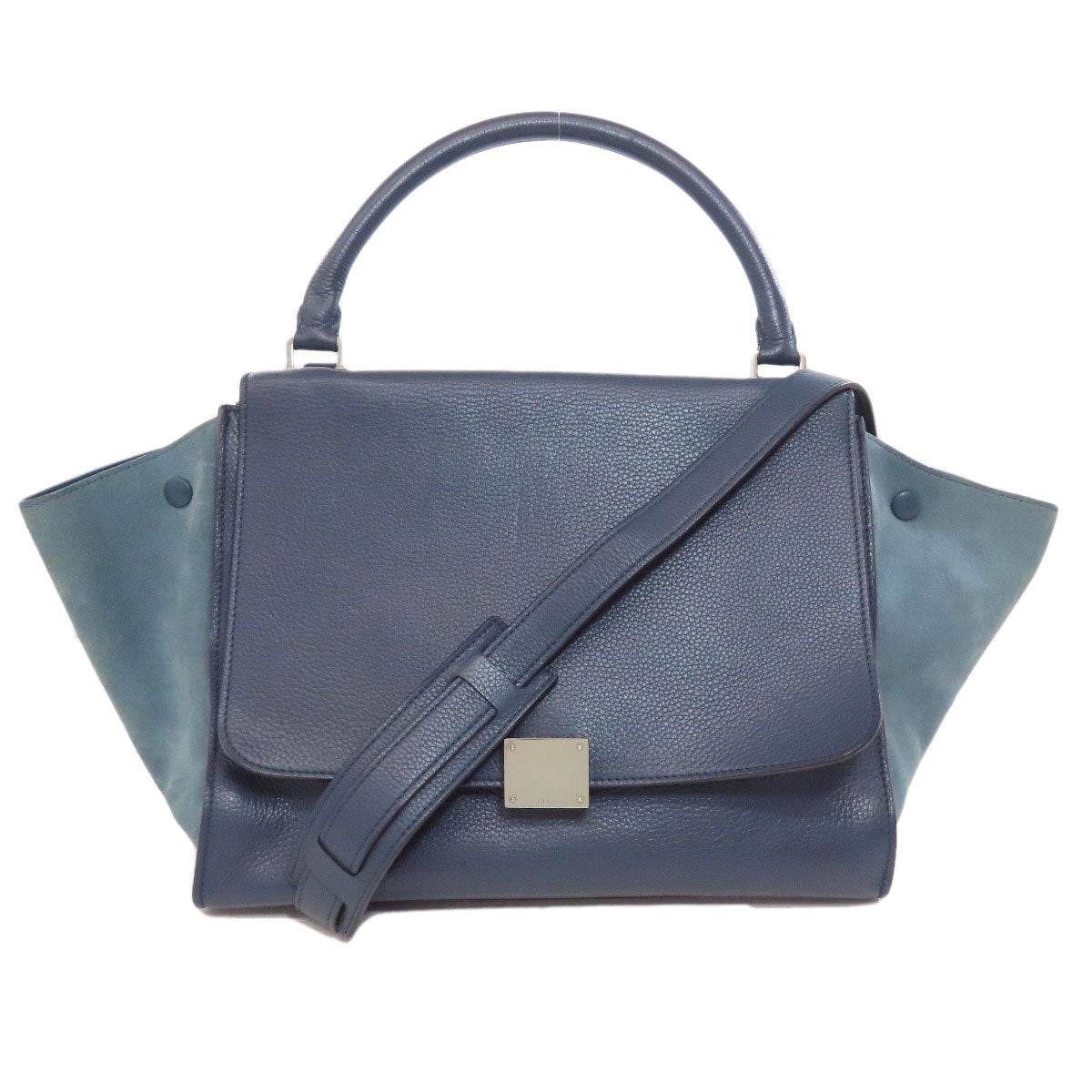 Navy Trapeze Way Women Leather Travel Bag