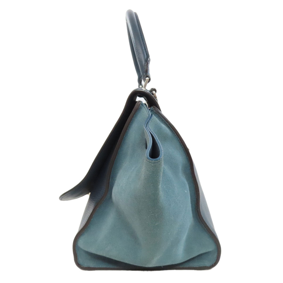 Navy Trapeze Way Women Leather Travel Bag