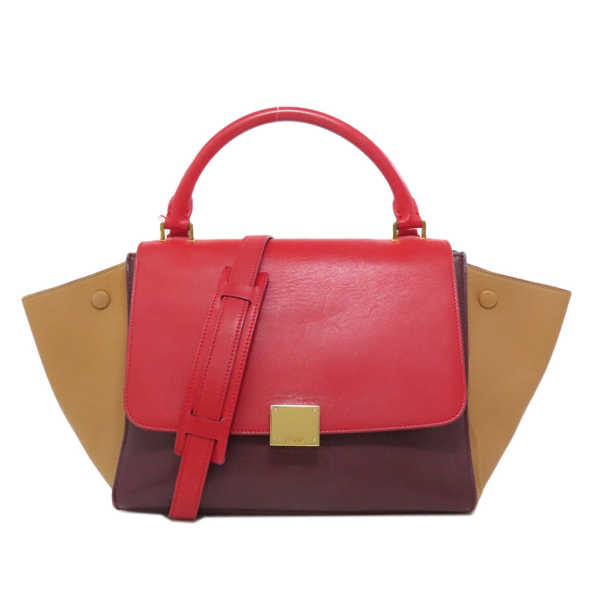 Trapeze Way Women Leather Red Travel Bag