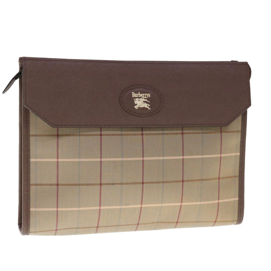 Burberry Luxury ss Nova Check Clutch Bag Auth Canvas Brown