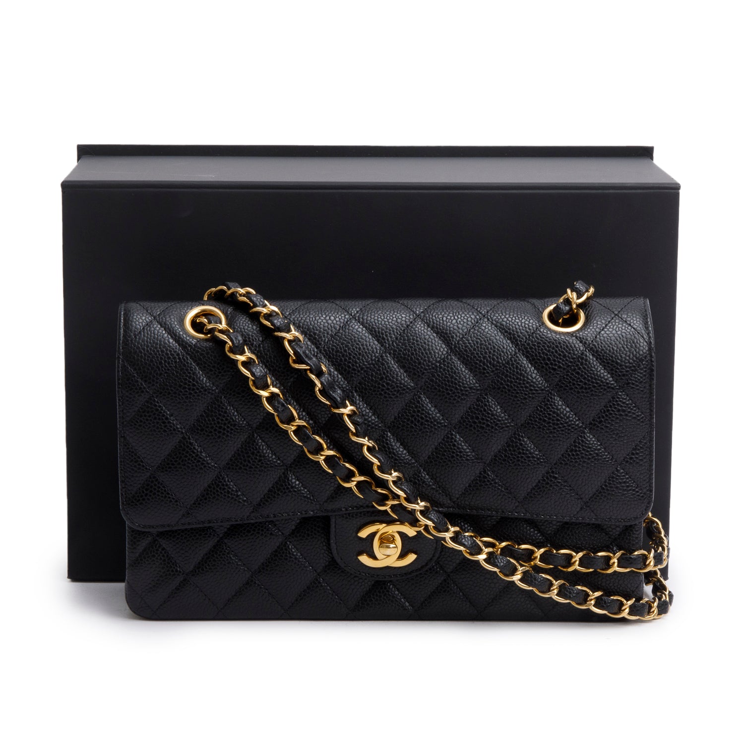 Chanel Quilted Caviar Classic Double Flap Leather Black Travel Bag 11
