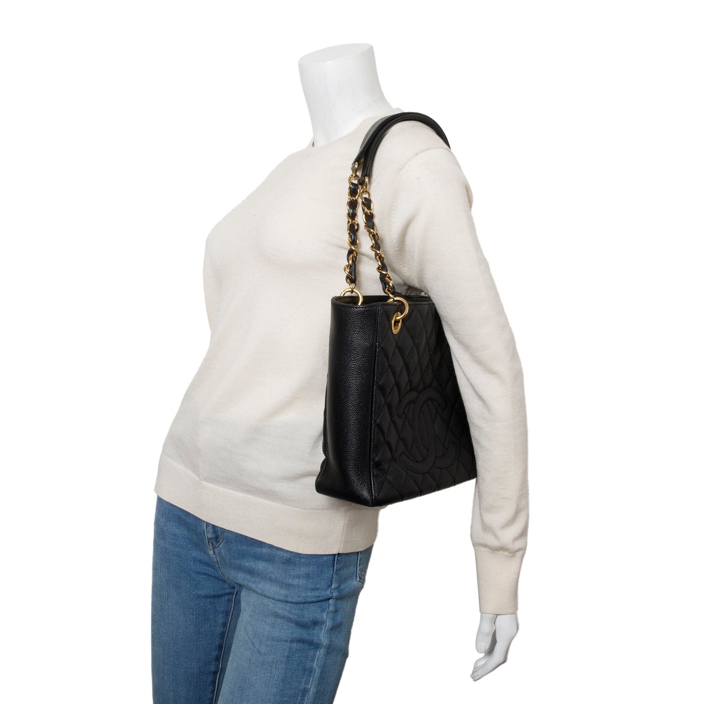 Chanel Caviar Quilted Petit Shopping Black Travel Bag