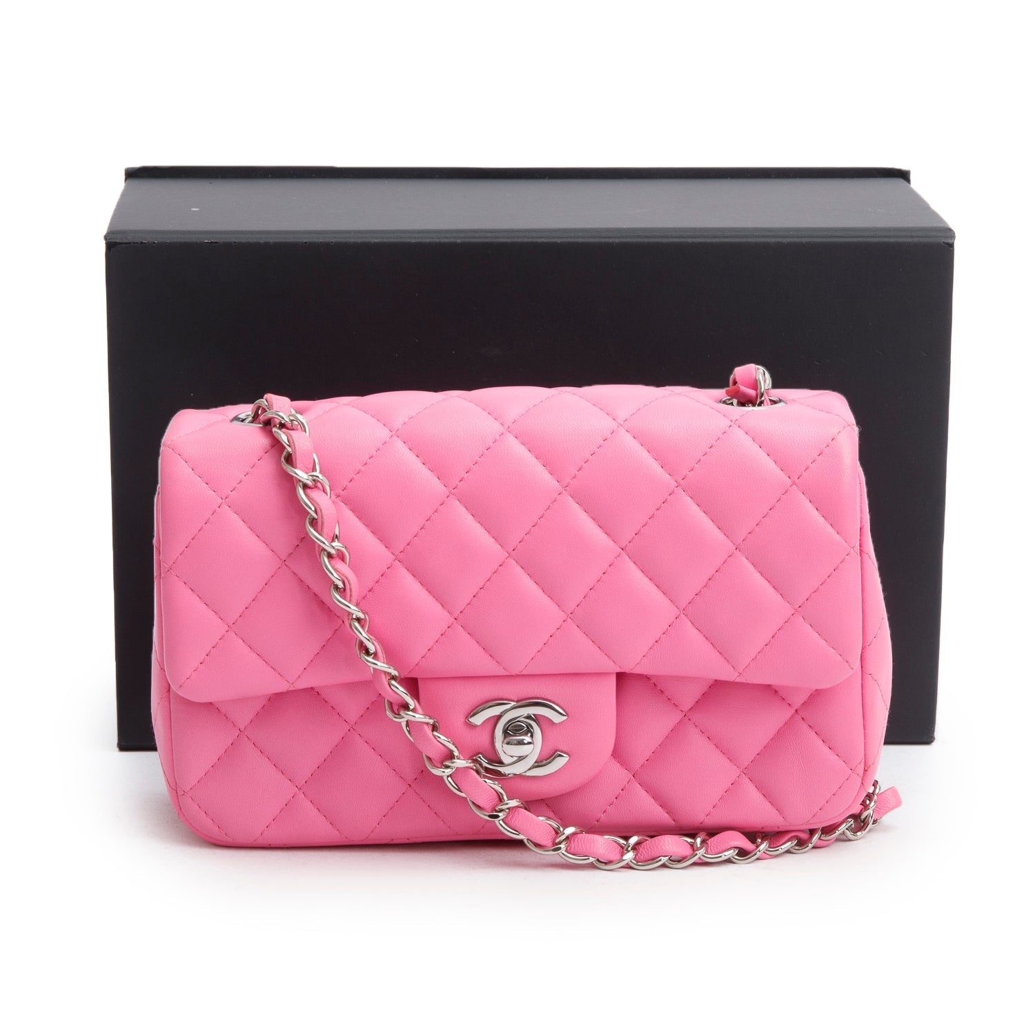 Chanel Quilted Rectangular Flap Lambskin Pink Travel Bag