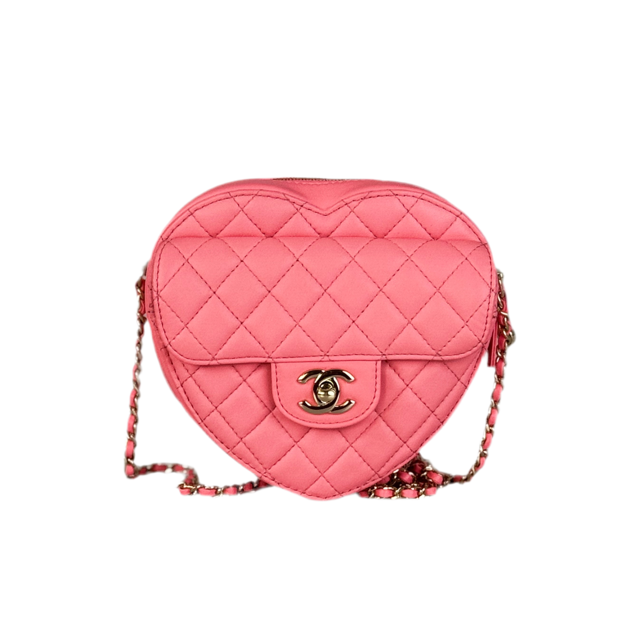 Chanel Large pink heart bag in Lambskin leather with gold Hardware