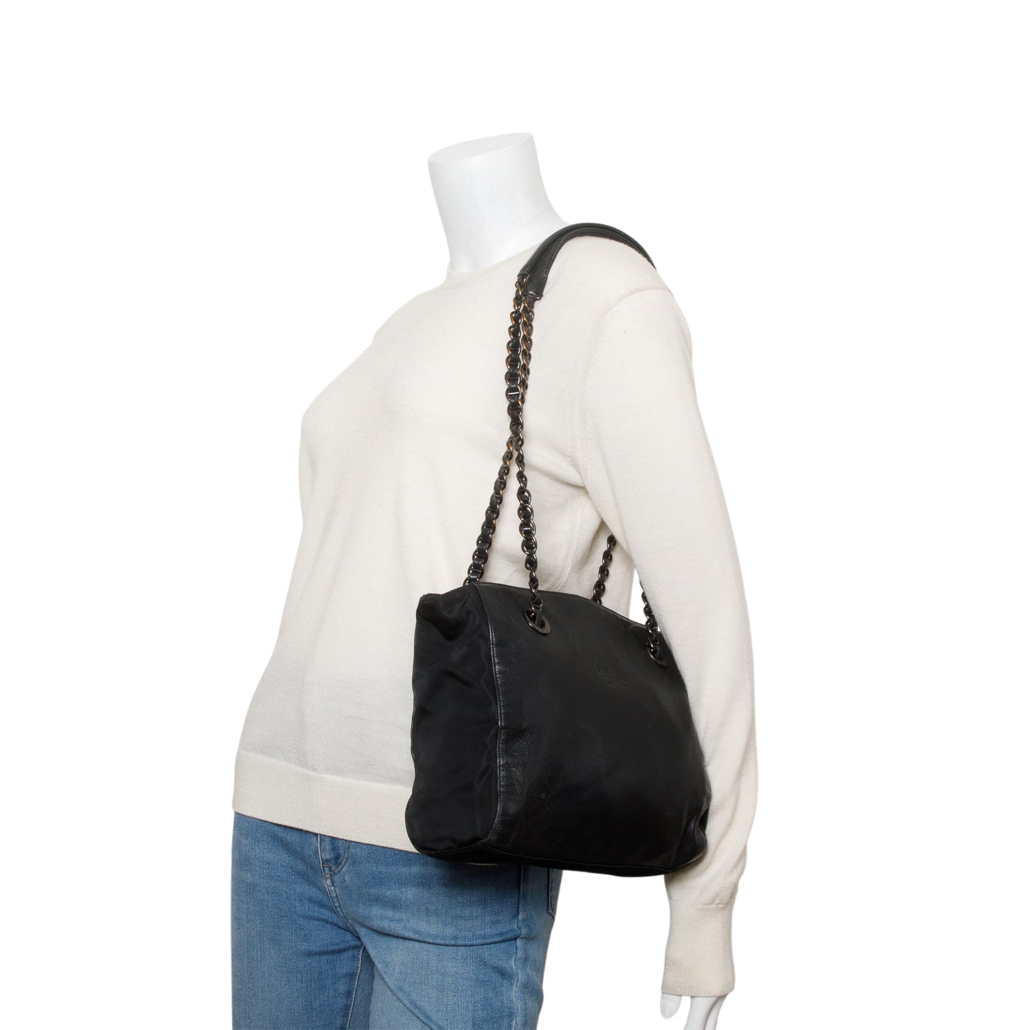 Prada Nappa & Tessuto Catena Bag Leather Nylon Travel Bag Catena Bag