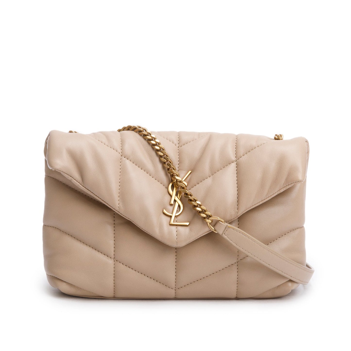 YSL Saint Laurent Dark Lambskin Toy Loulou Chain Satchel Quilted Monogram Travel Bag
