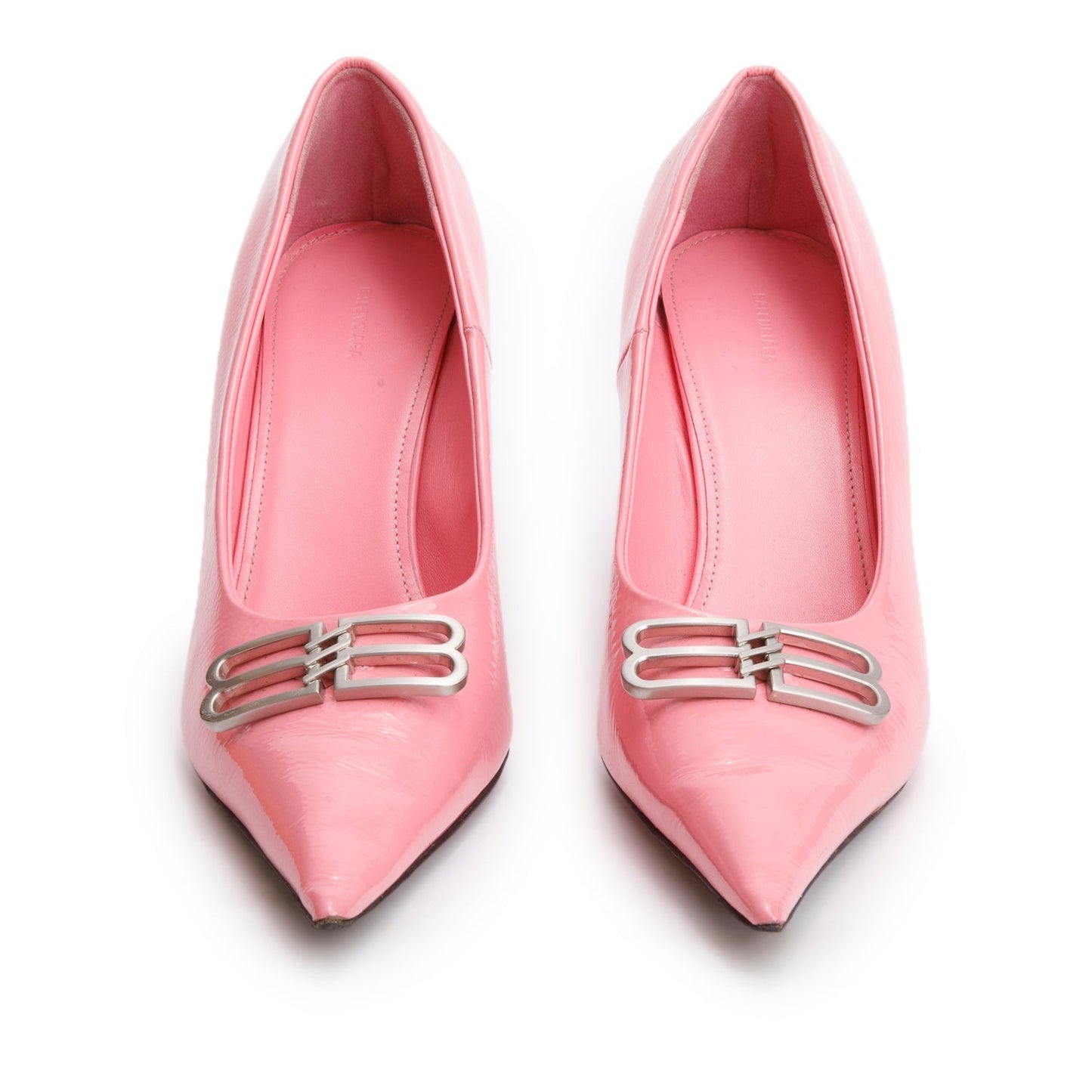 Balenciaga Shiny Calfskin Bb Square Knife Pumps Size Pink Shoes