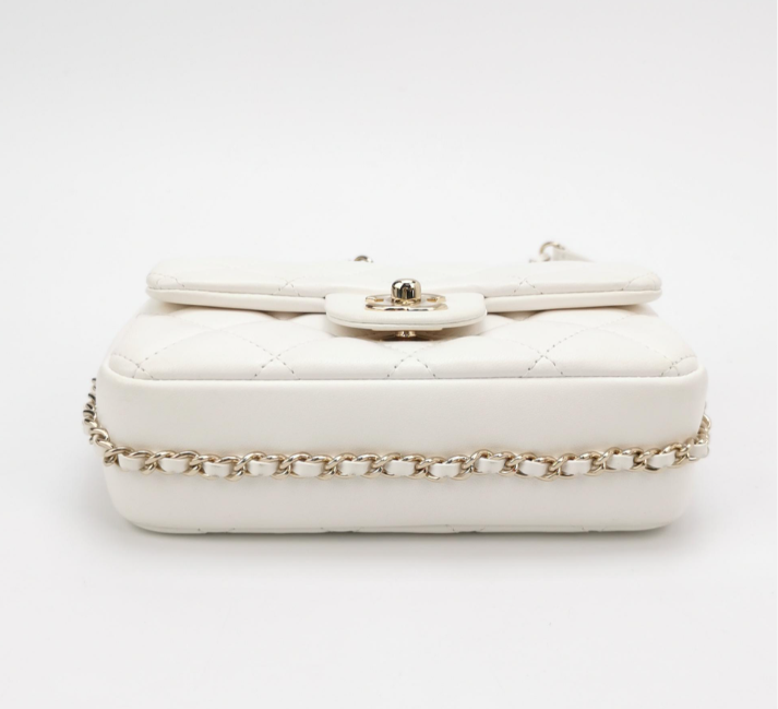 Chanel flap bag **cm white sheepskin