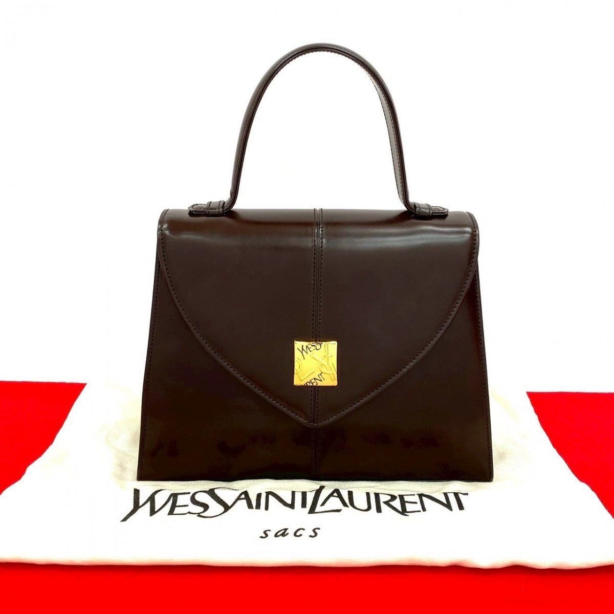 YSL Saint Laurent Yves Handbag Leather Brown Travel Bag 660B254906612