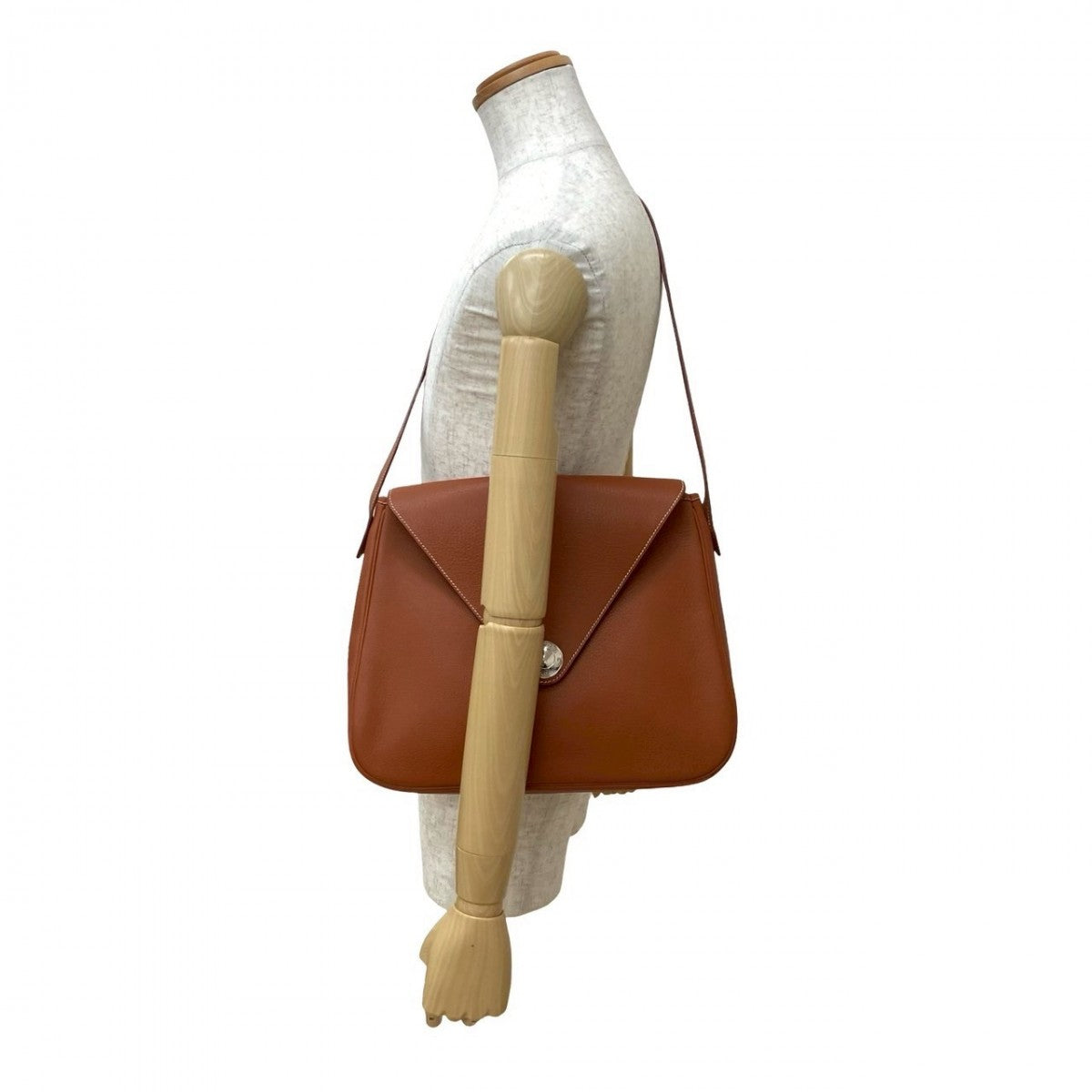 Hermes Shoulder Bag Taurillon Clemence Christine Brown