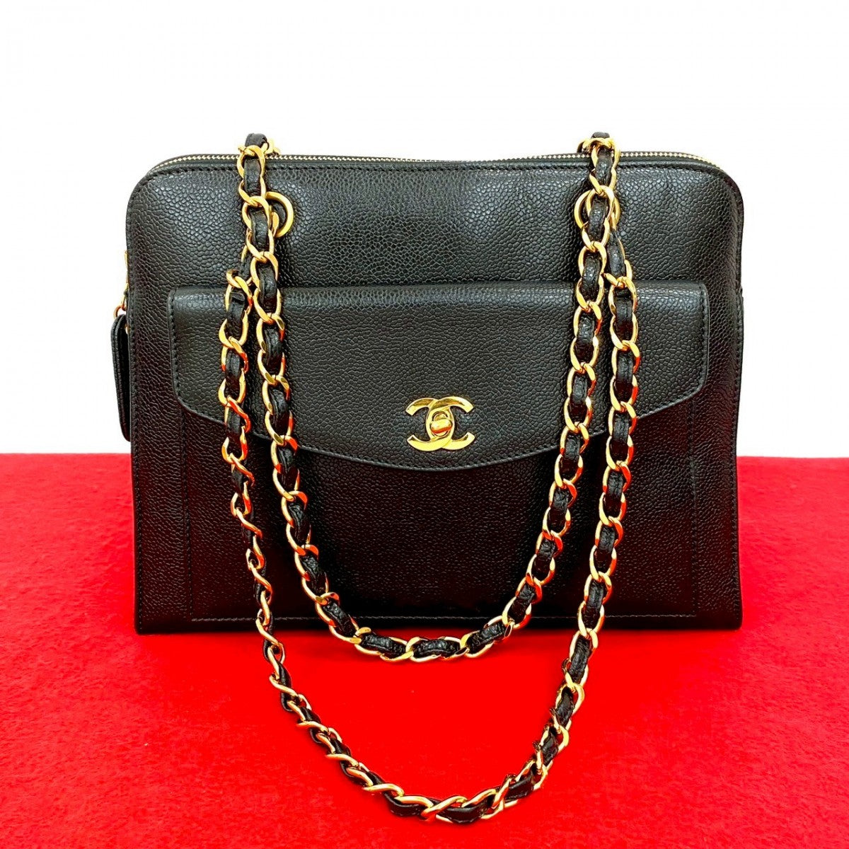 Chanel Matt caviar skin Black Shoulder Bag 6