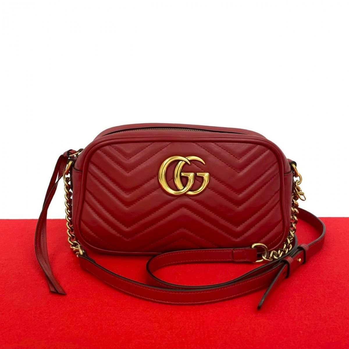 Gucci GG Marmont Leather Red Shoulder Bag