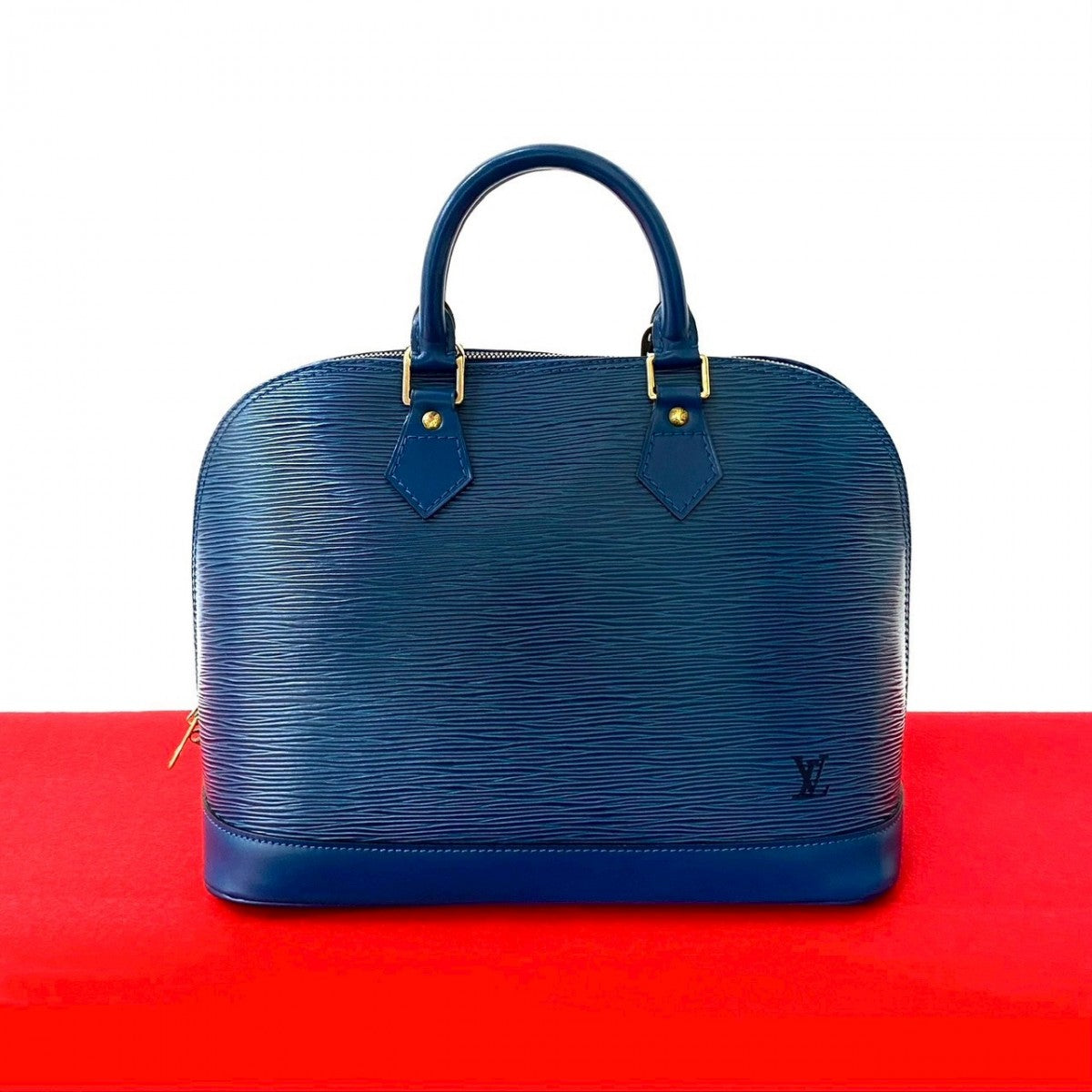 Louis Vuitton Epi Alma PM Leather Blue Handbag