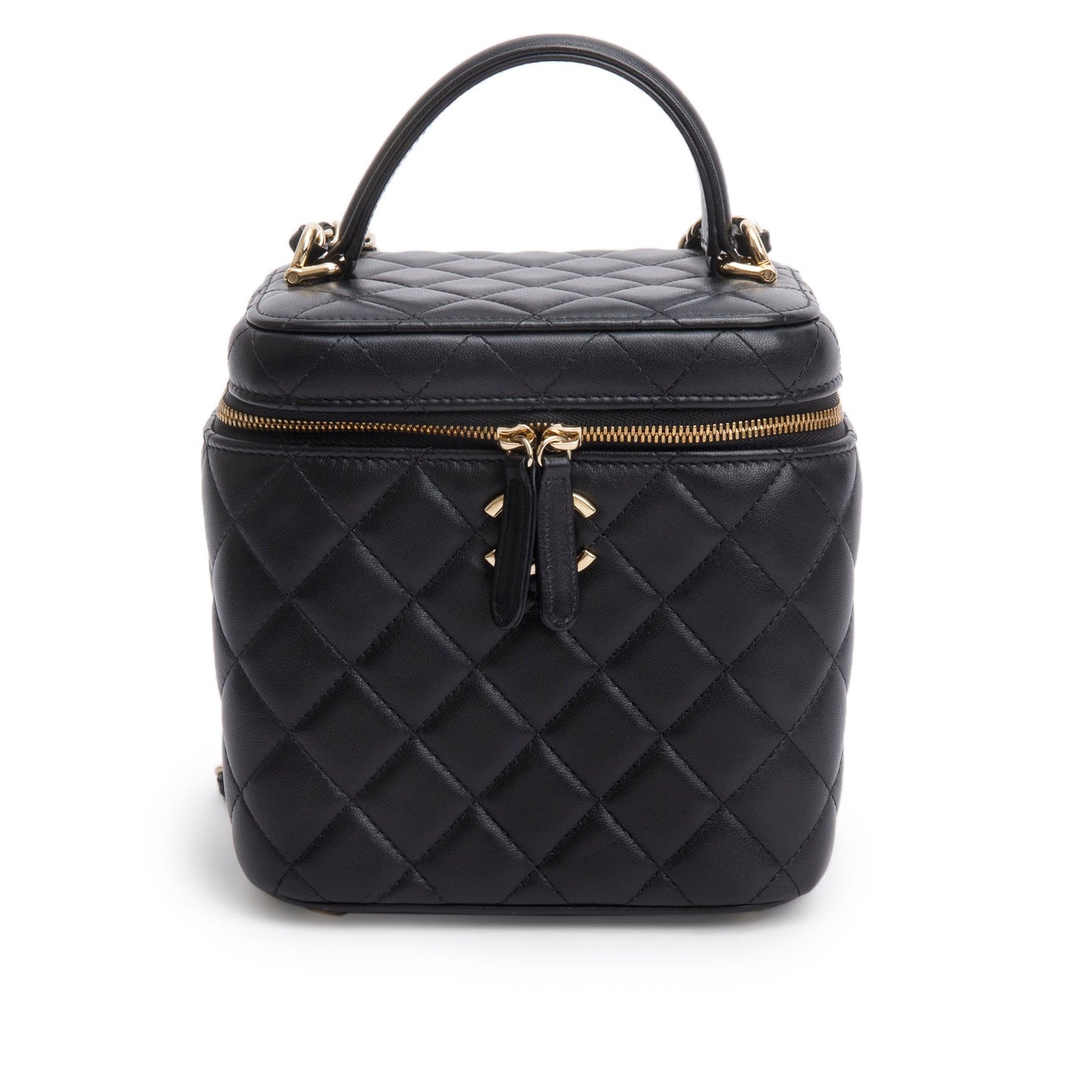 Chanel Caviar Quilted Top Handle Vanity Black Travel Bag