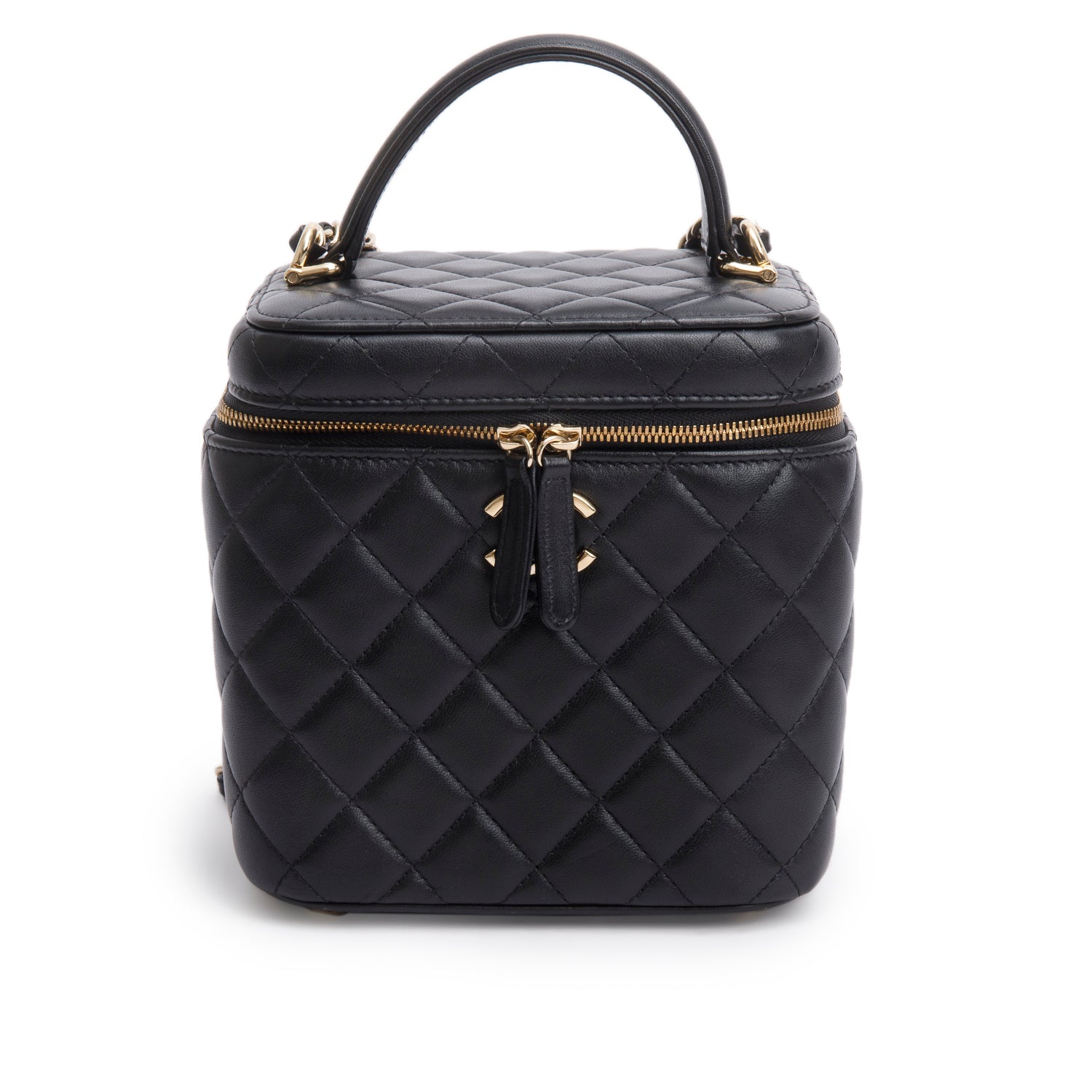 Chanel Caviar Quilted Top Handle Vanity Black Travel Bag