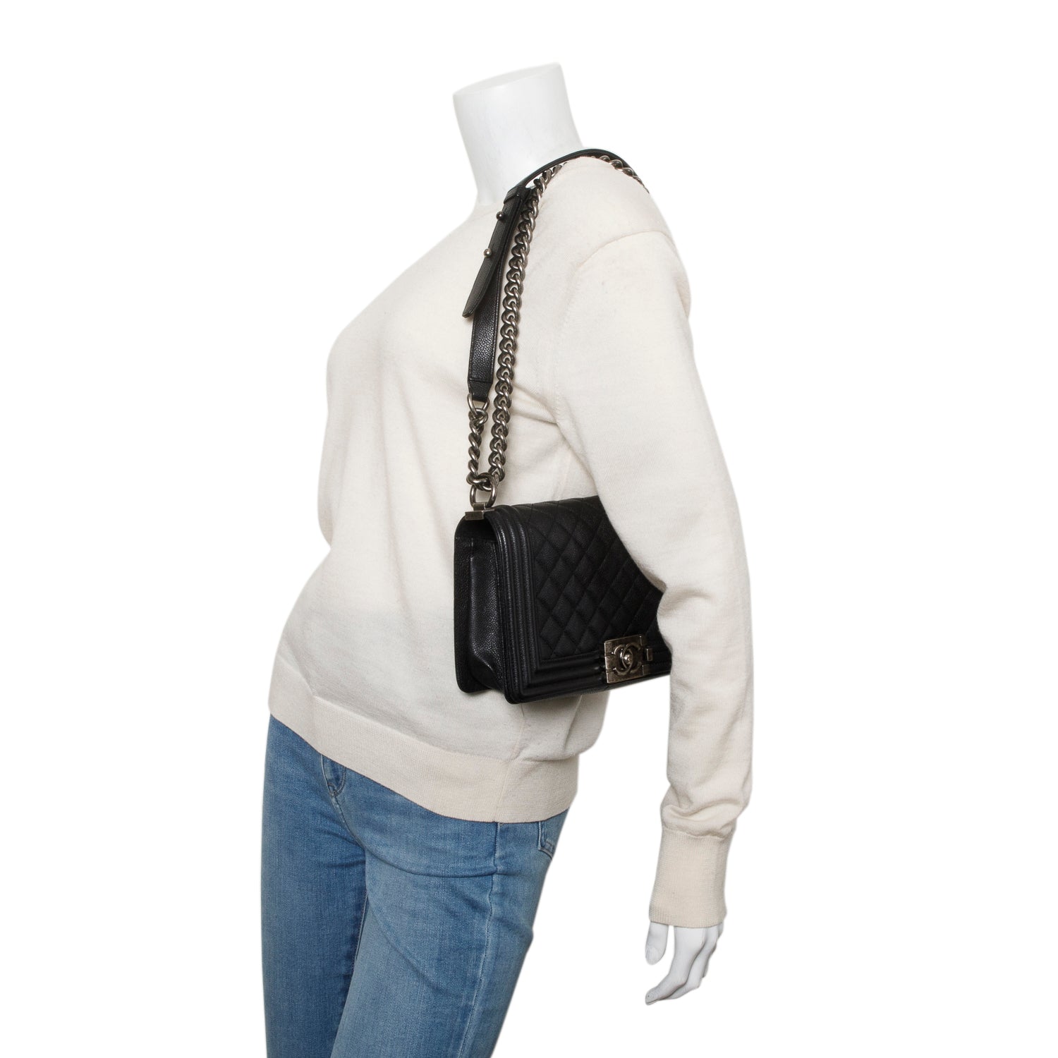 Chanel Caviar Quilted Boy Flap Black Travel Bag
