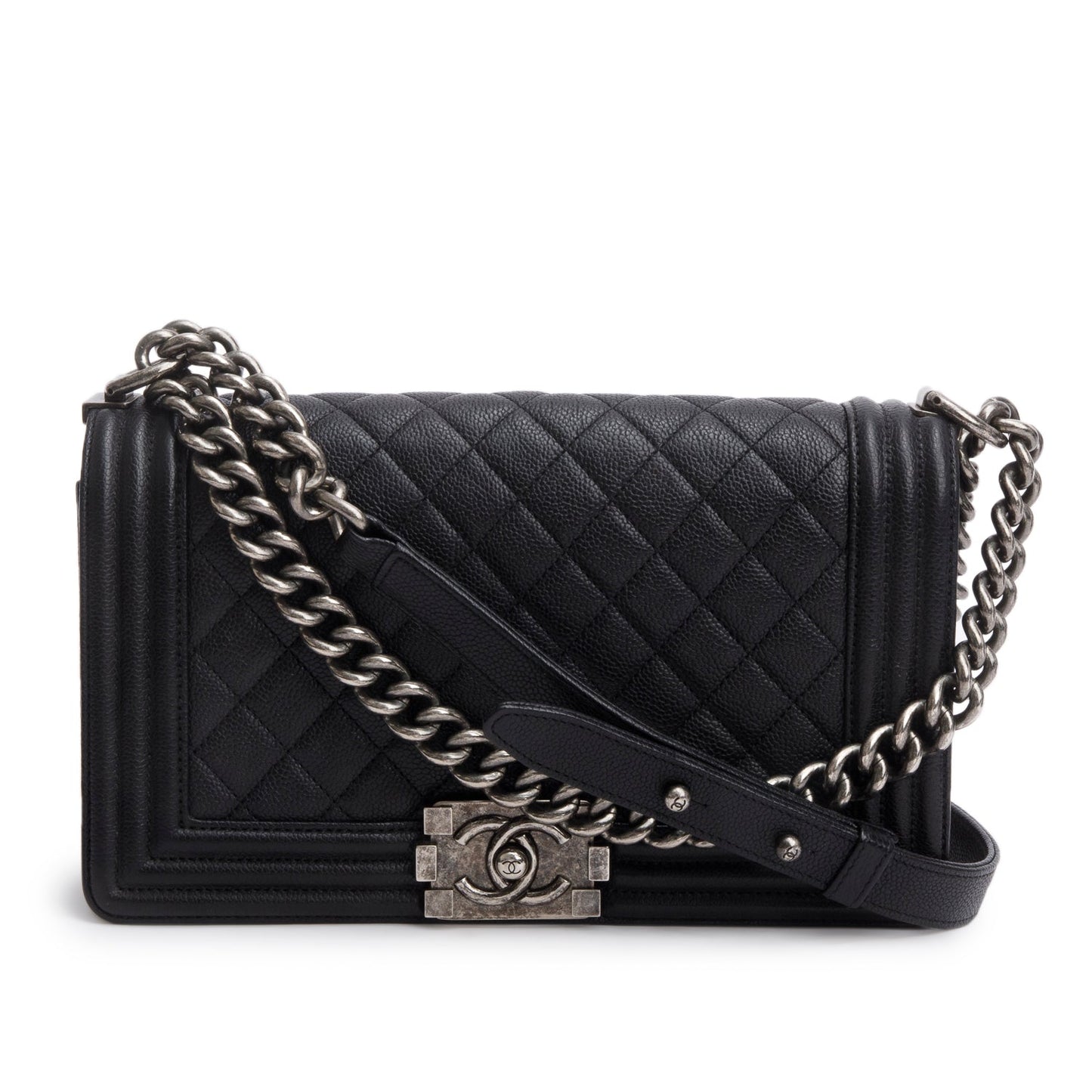 Chanel Caviar Quilted Boy Flap Black Travel Bag