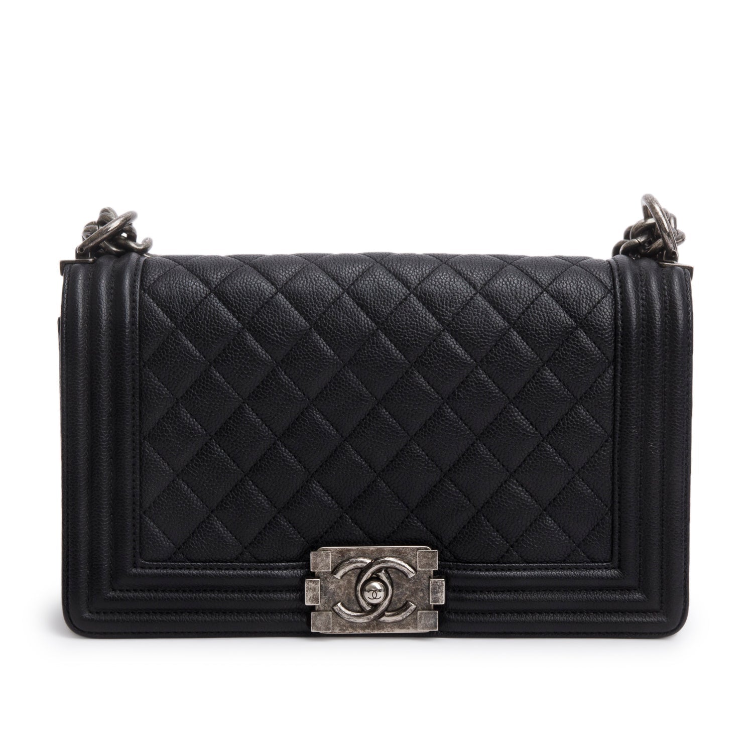 Chanel Caviar Quilted Boy Flap Black Travel Bag
