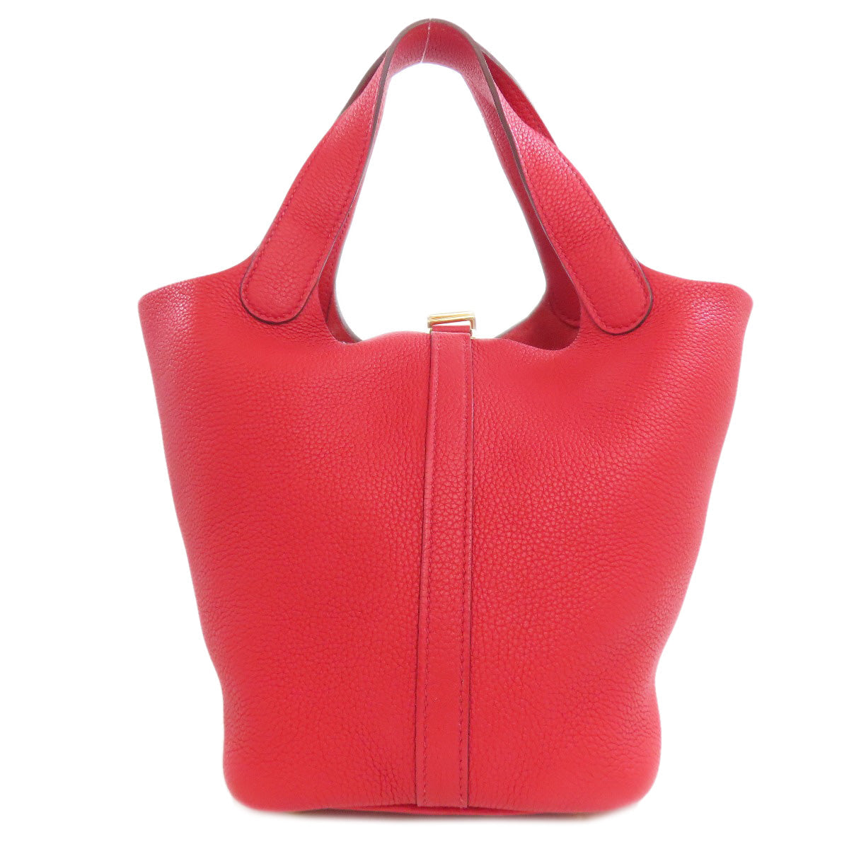 Taurillon Clemence Picotin Lock Pm Vermilion Metal Red Gold Travel Bag