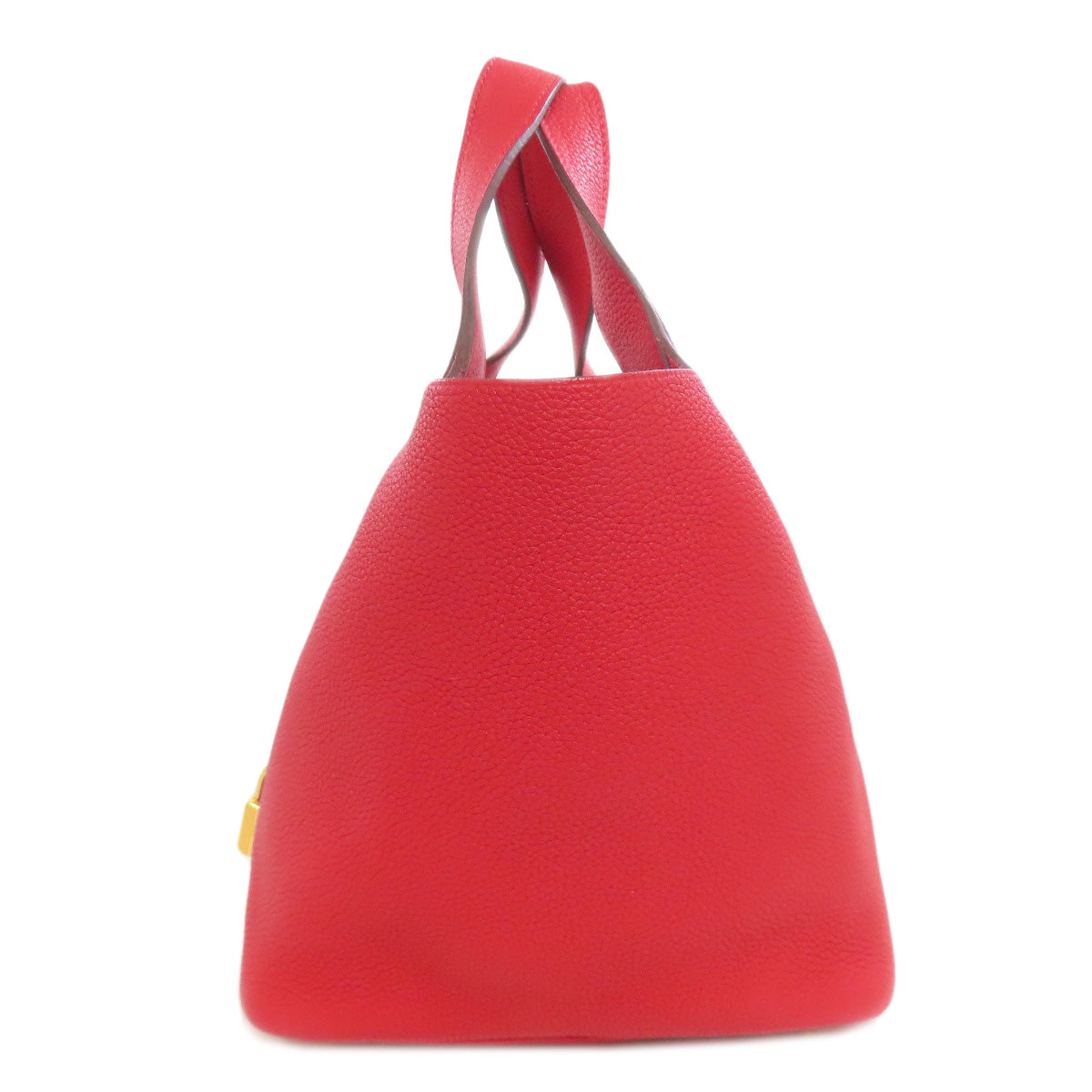 Taurillon Clemence Picotin Lock Pm Vermilion Metal Red Gold Travel Bag