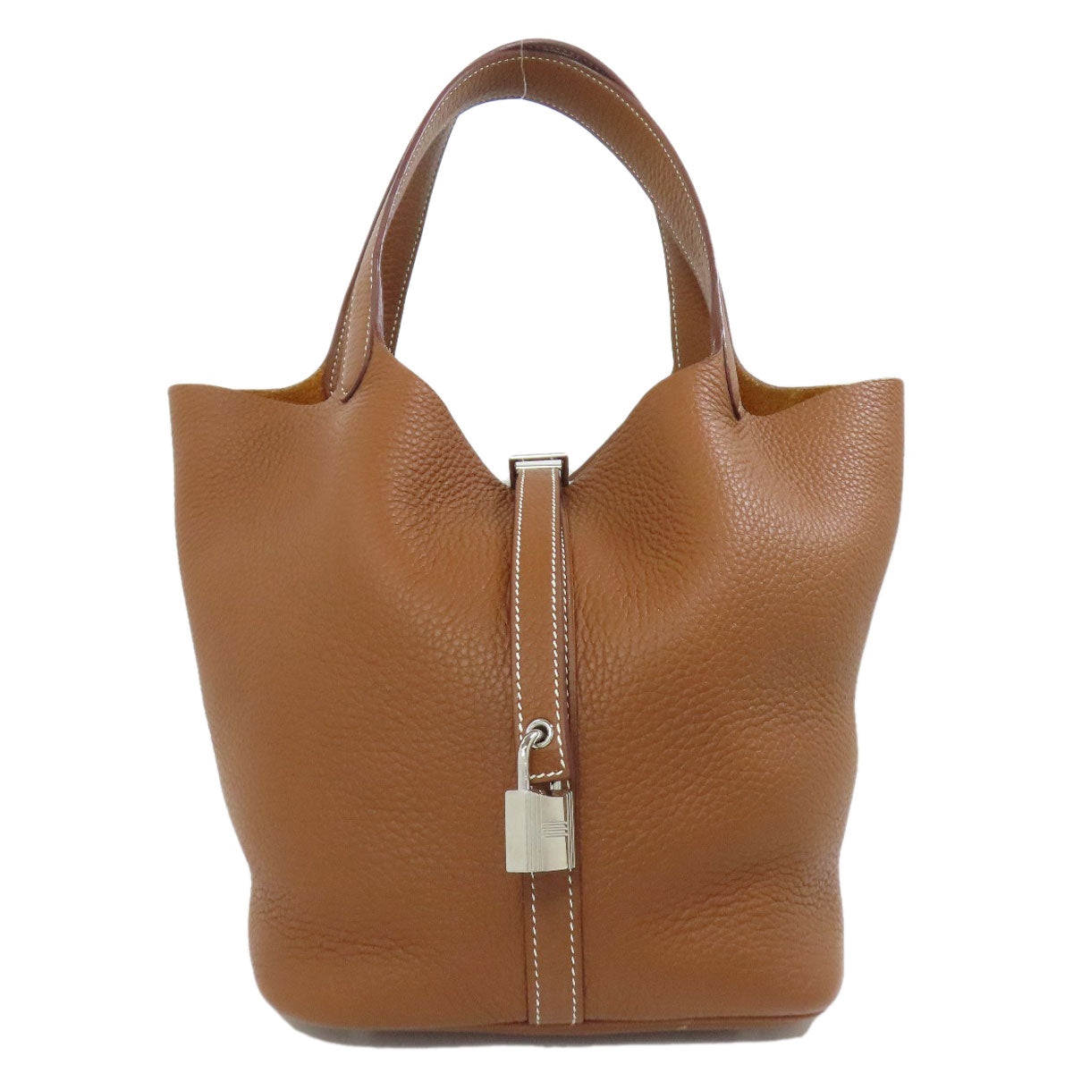 Hermes Handbag Taurillon Clemence Picotin Lock Mm Silvermetal Brown Gold Travel Bag