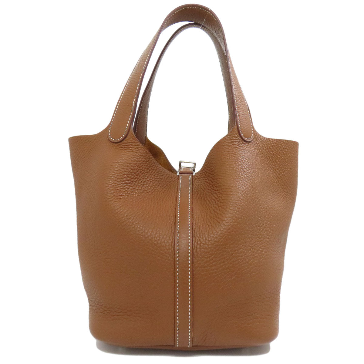 Taurillon Clemence Picotin Lock Mm Silvermetal Brown Gold Travel Bag