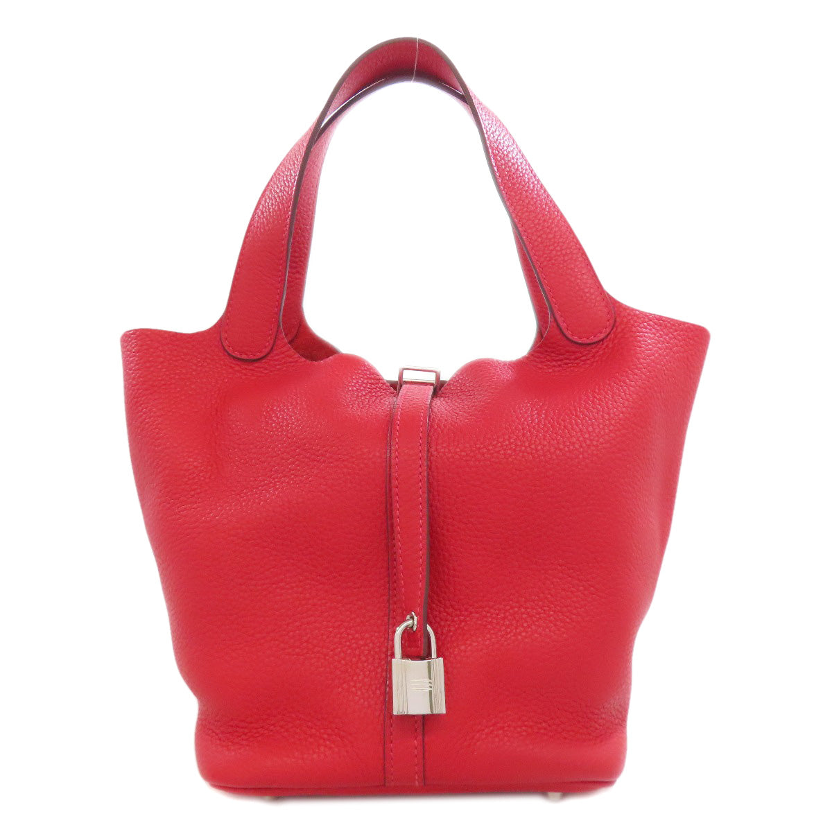 Taurillon Clemence Picotin Lock Mm Rouge Kazak Red Silver Travel Bag