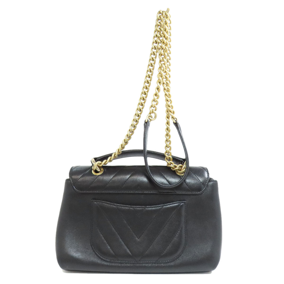 Chanel lambskin Vstitch Black Gold Shoulder Bag