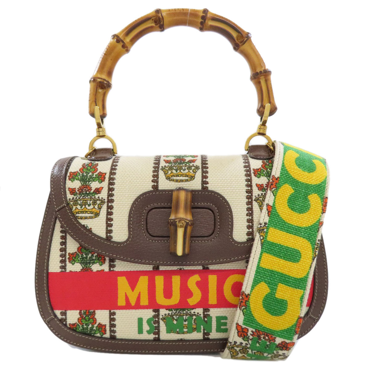 Gucci Bamboo 100th anniversary model Canvas Brown Handbag