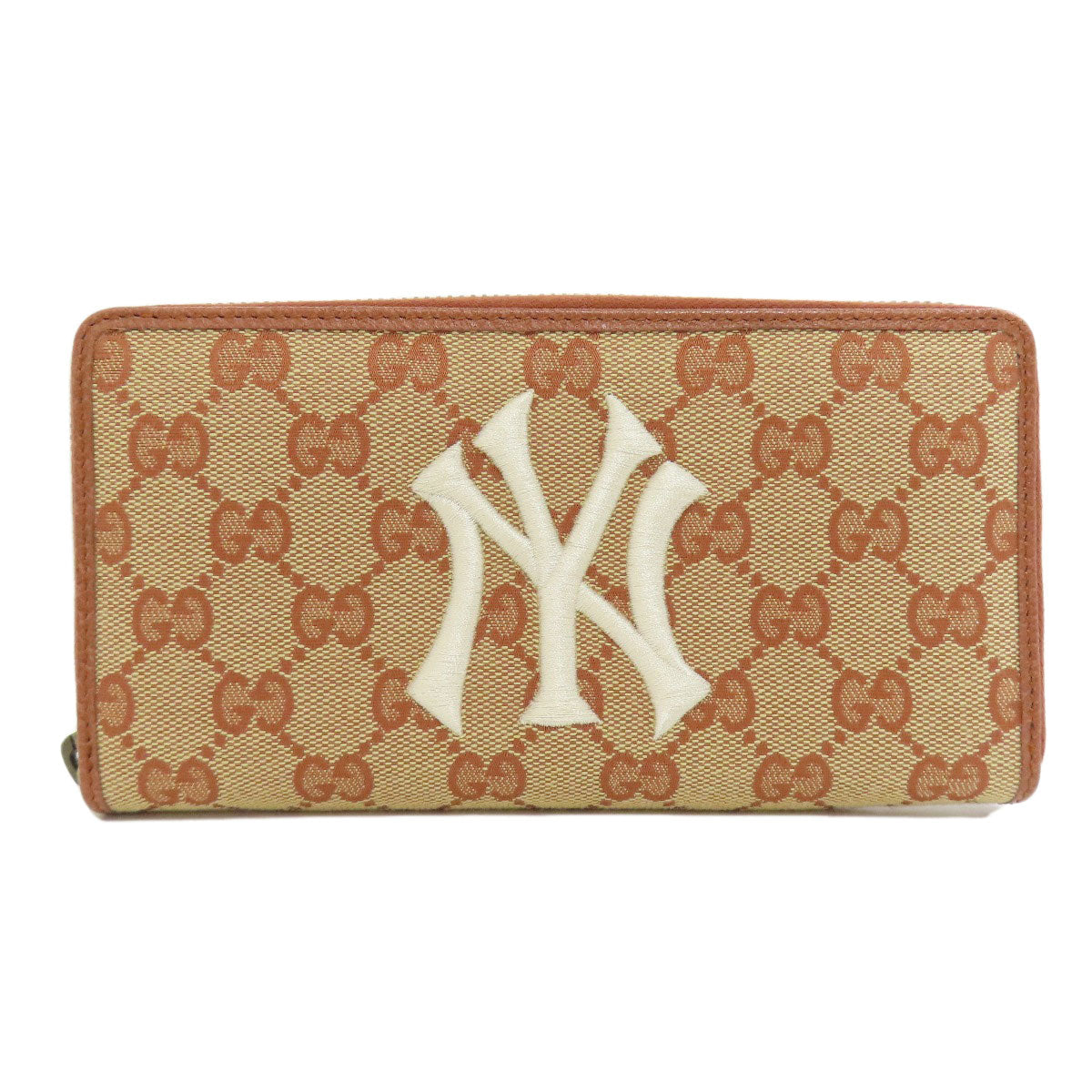 Gucci Long Purse NY Yankees collaboration Canvas Brown Wallet Case