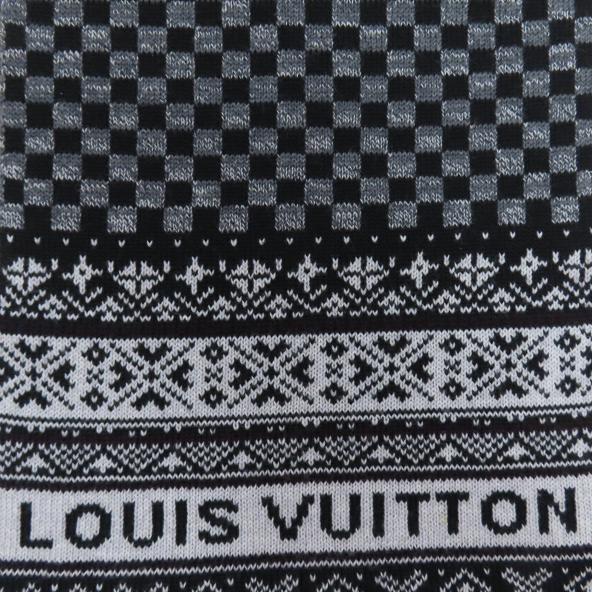 Louis Vuitton Scarf M72929 Echarpe Flocon Wool Black Apparel
