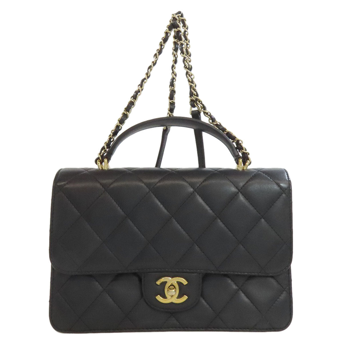 Chanel lambskin Matelasse Black Gold Handbag