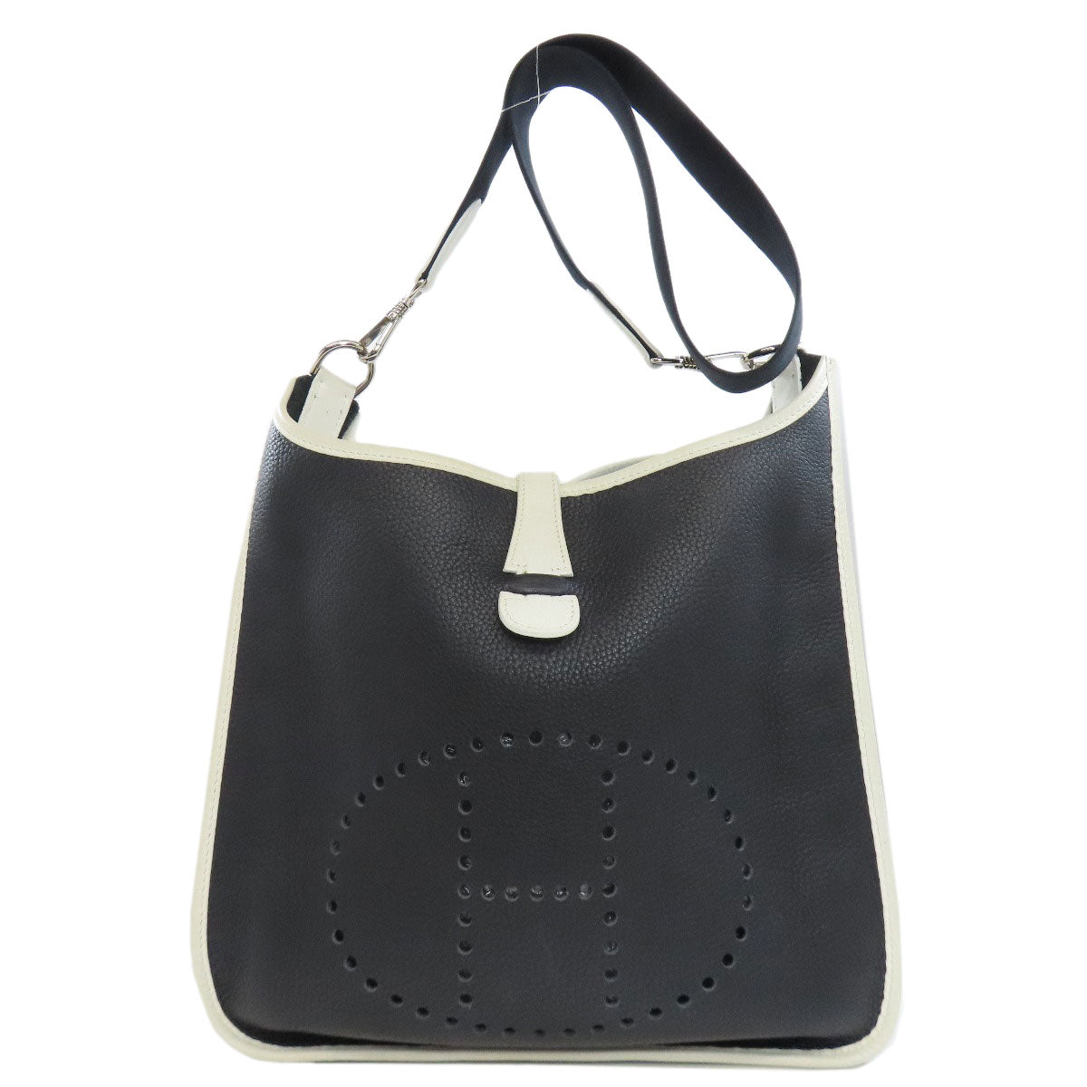 Hermes Shoulder Bag Taurillon Clemence Evelyn Pm Silvermetal Women Black