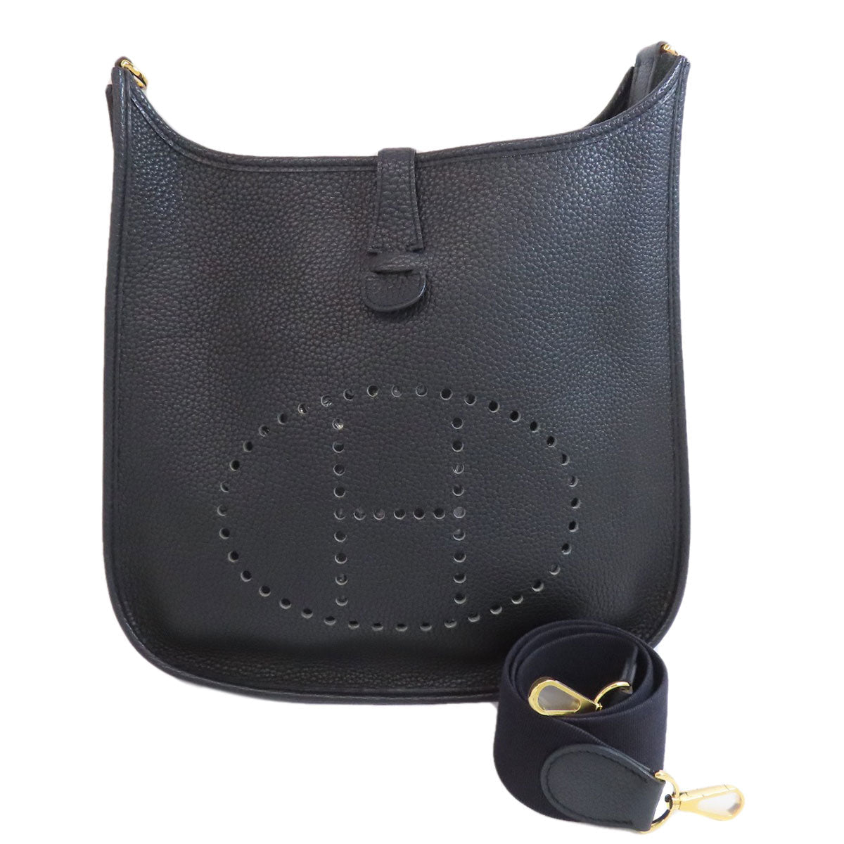 Hermes Shoulder Bag Togo Evelyn Gm Women Metal Black Gold