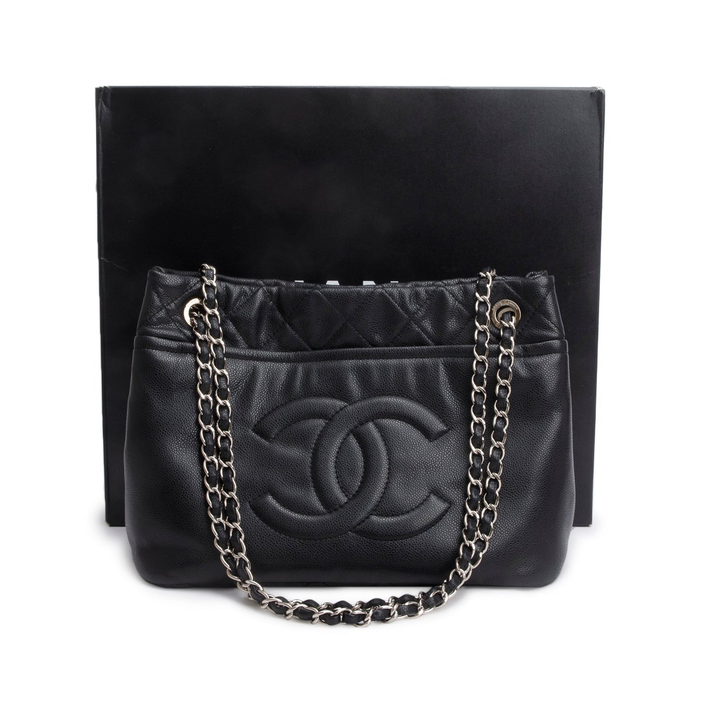 Chanel Caviar Timeless CC Shopping Leather Black Travel Bag