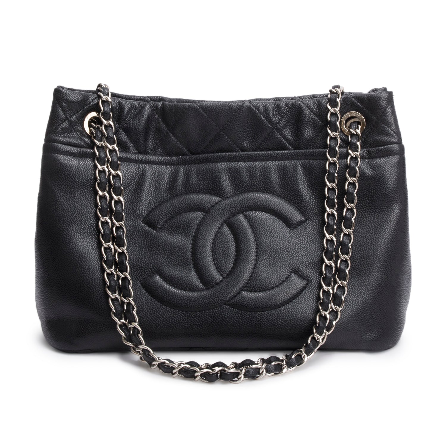 Chanel Caviar Timeless CC Shopping Leather Black Travel Bag