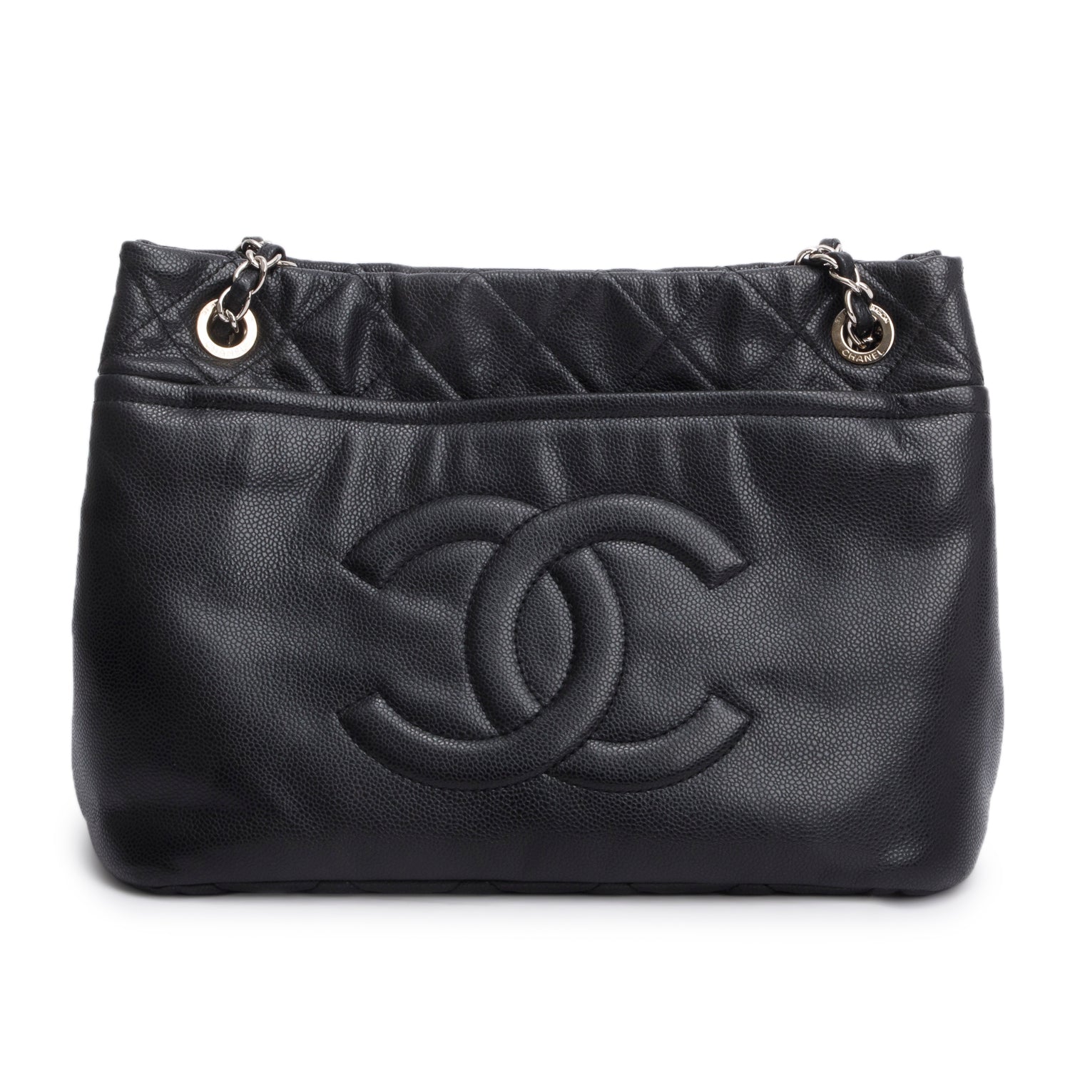 Chanel Caviar Timeless CC Shopping Leather Black Travel Bag